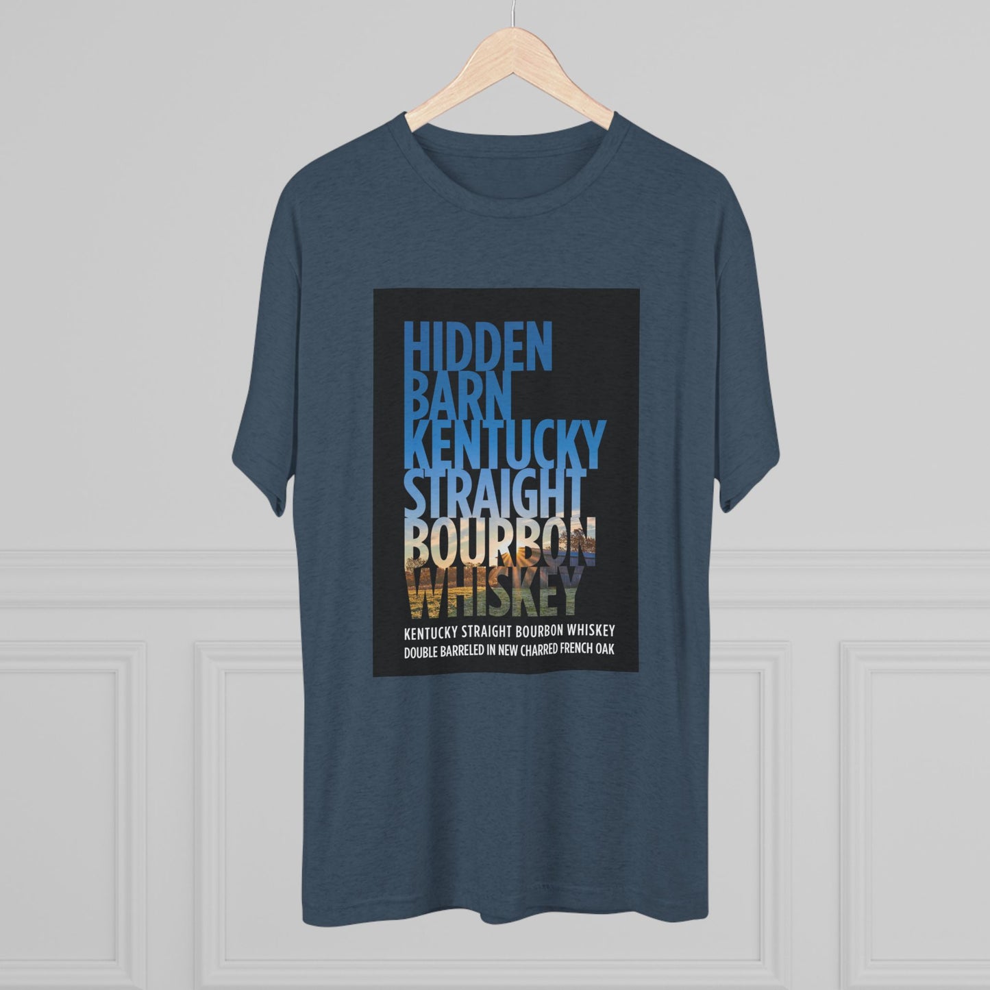 Hidden Barn Bourbon Whiskey Unisex Tri-Blend Crew Tee