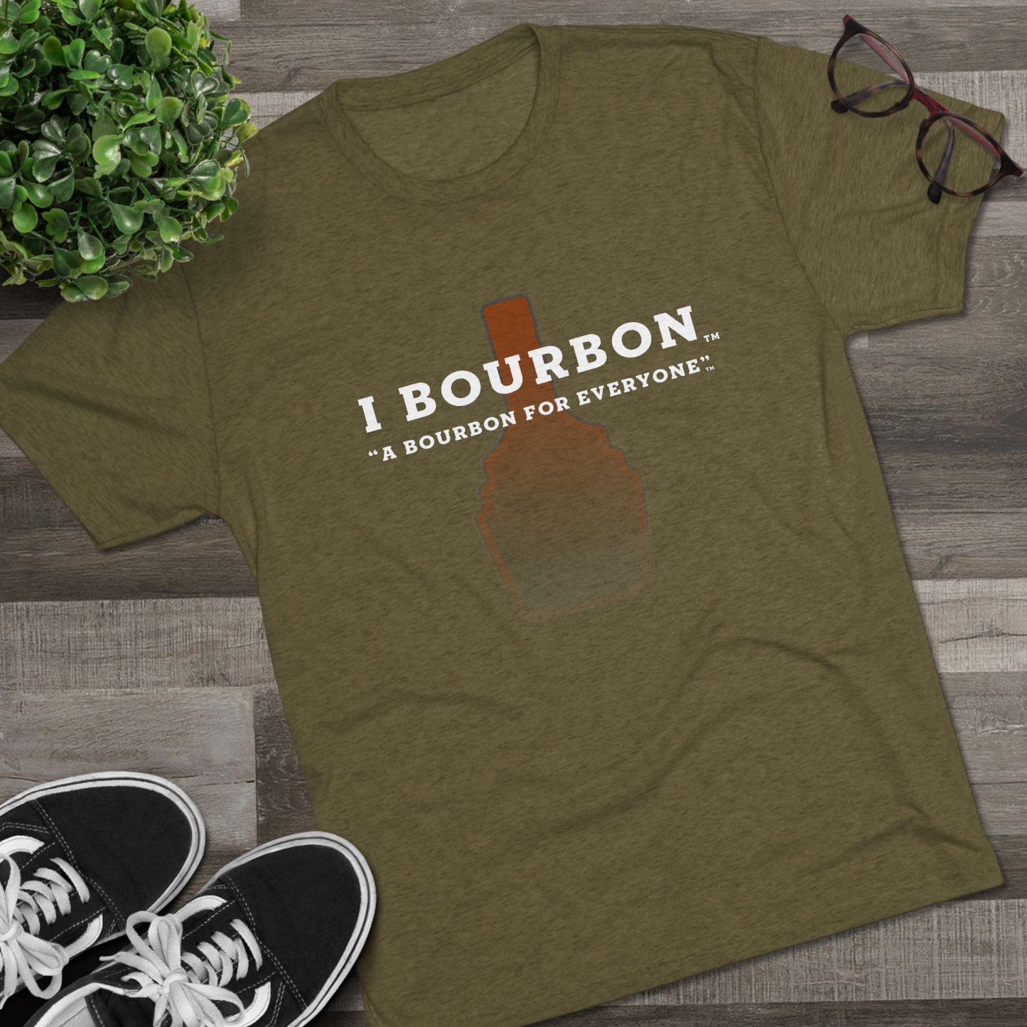 I Bourbon Outline Unisex Tri-Blend Crew Tee