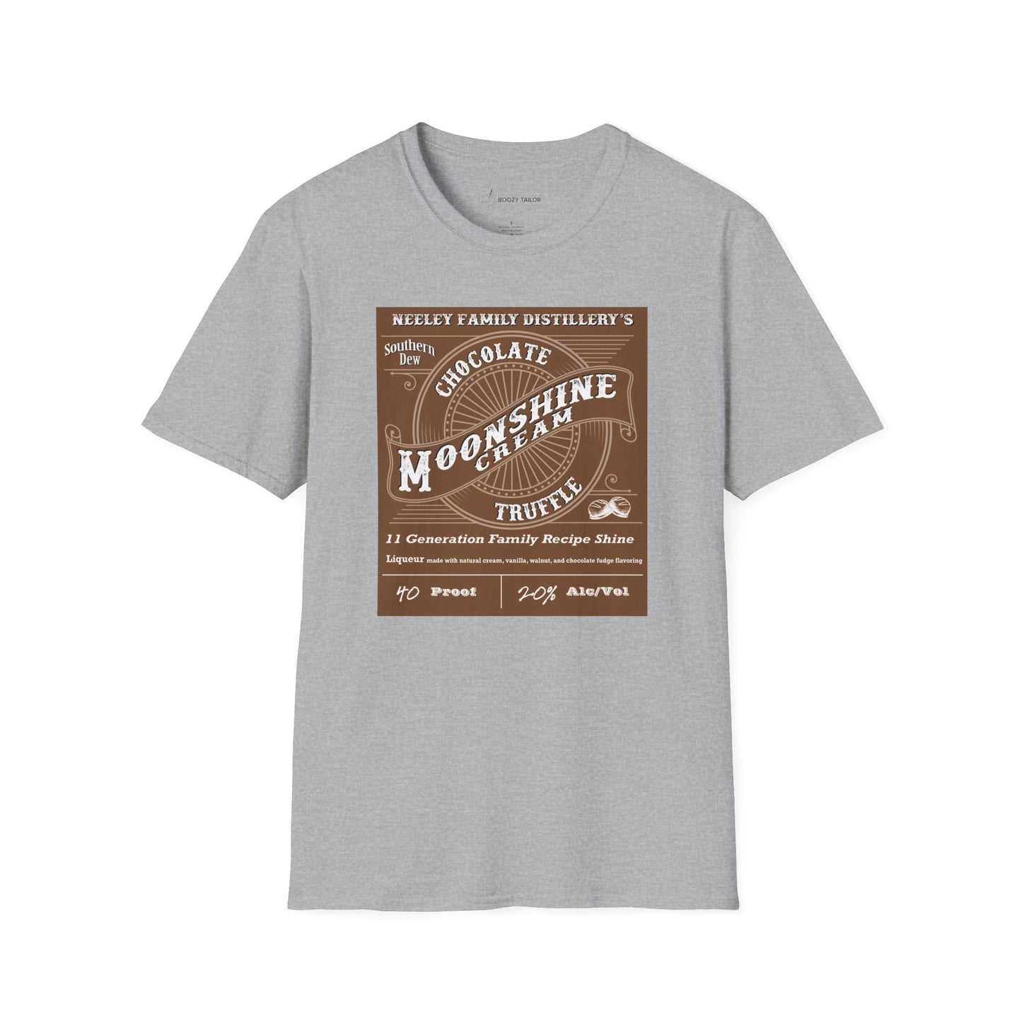 Neeley Family Distillery's Chocolate Moonshine Truffle Unisex Softstyle T-Shirt