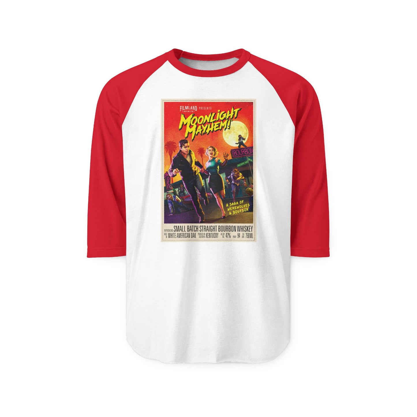 Filmland Moonlight Mayhem Unisex Three-Quarter Sleeve Raglan Shirt