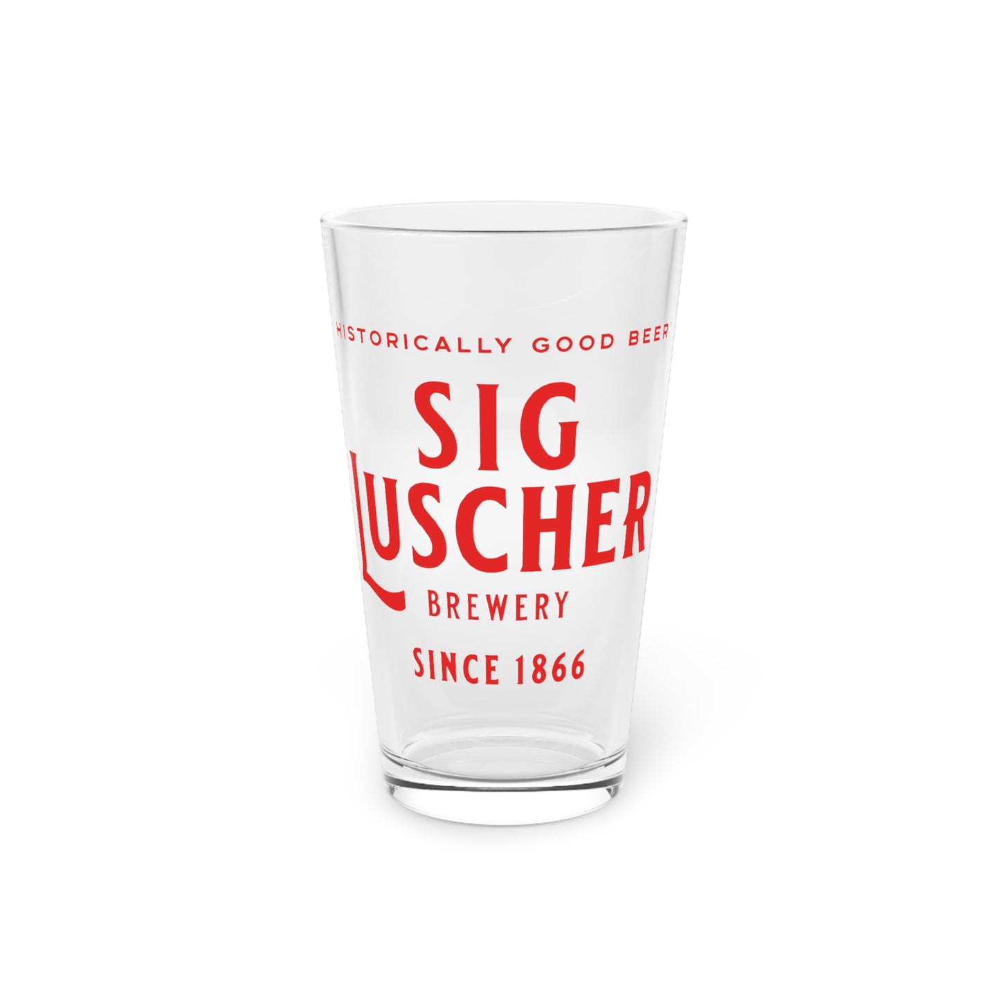 Sig Luscher Brewery Pint Glass, 16oz