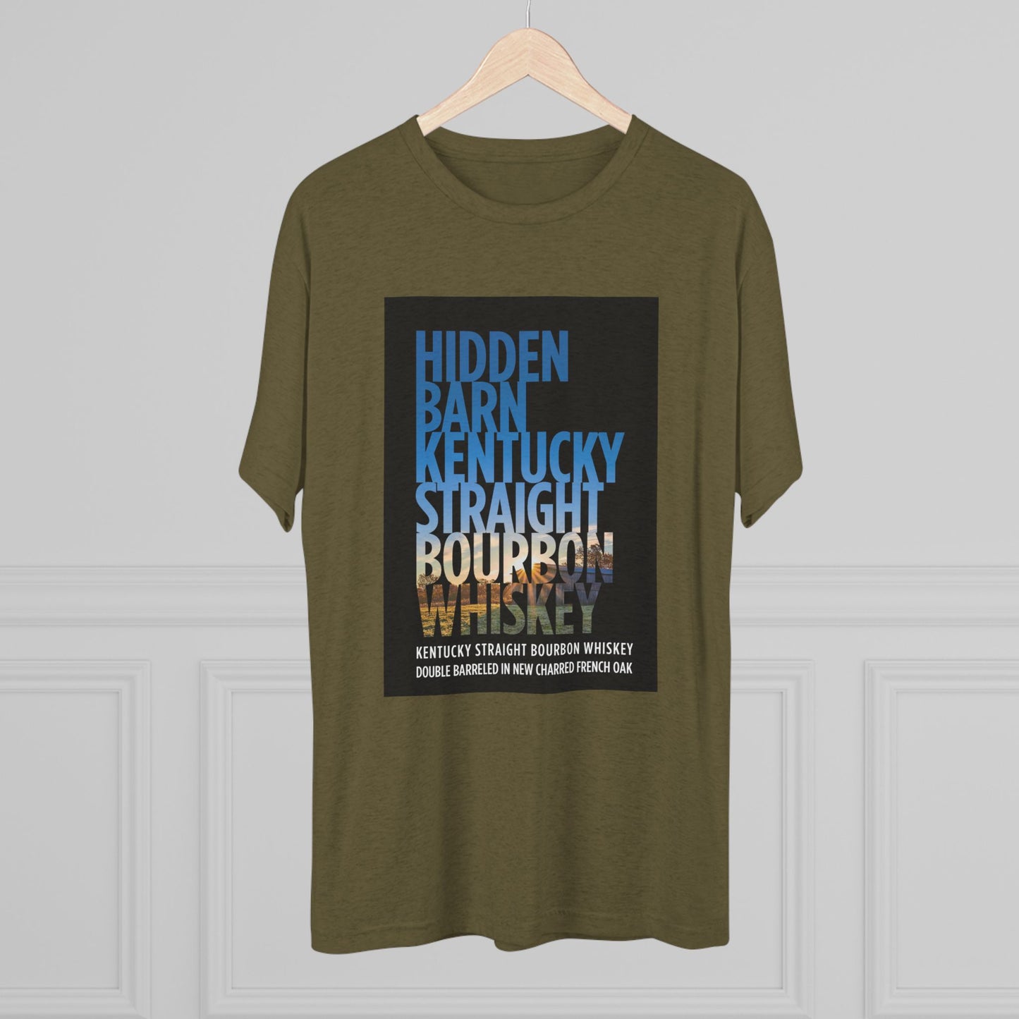 Hidden Barn Bourbon Whiskey Unisex Tri-Blend Crew Tee