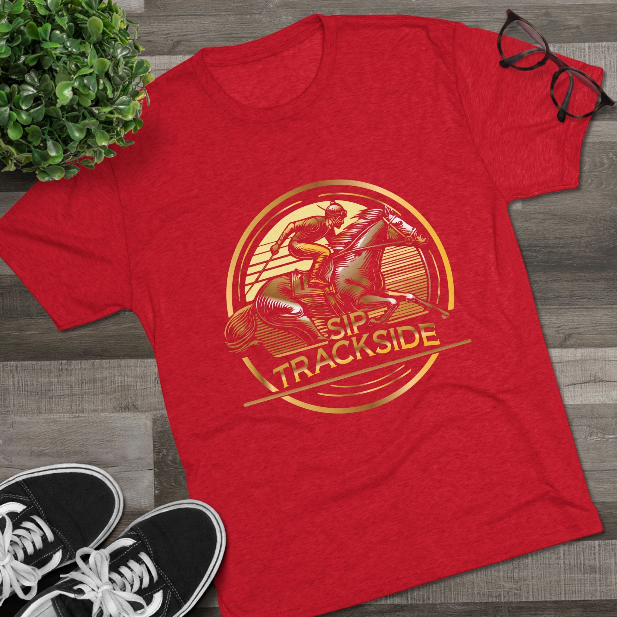 Trackside Distilling Sip Trackside Unisex Tri-Blend Crew Tee-21