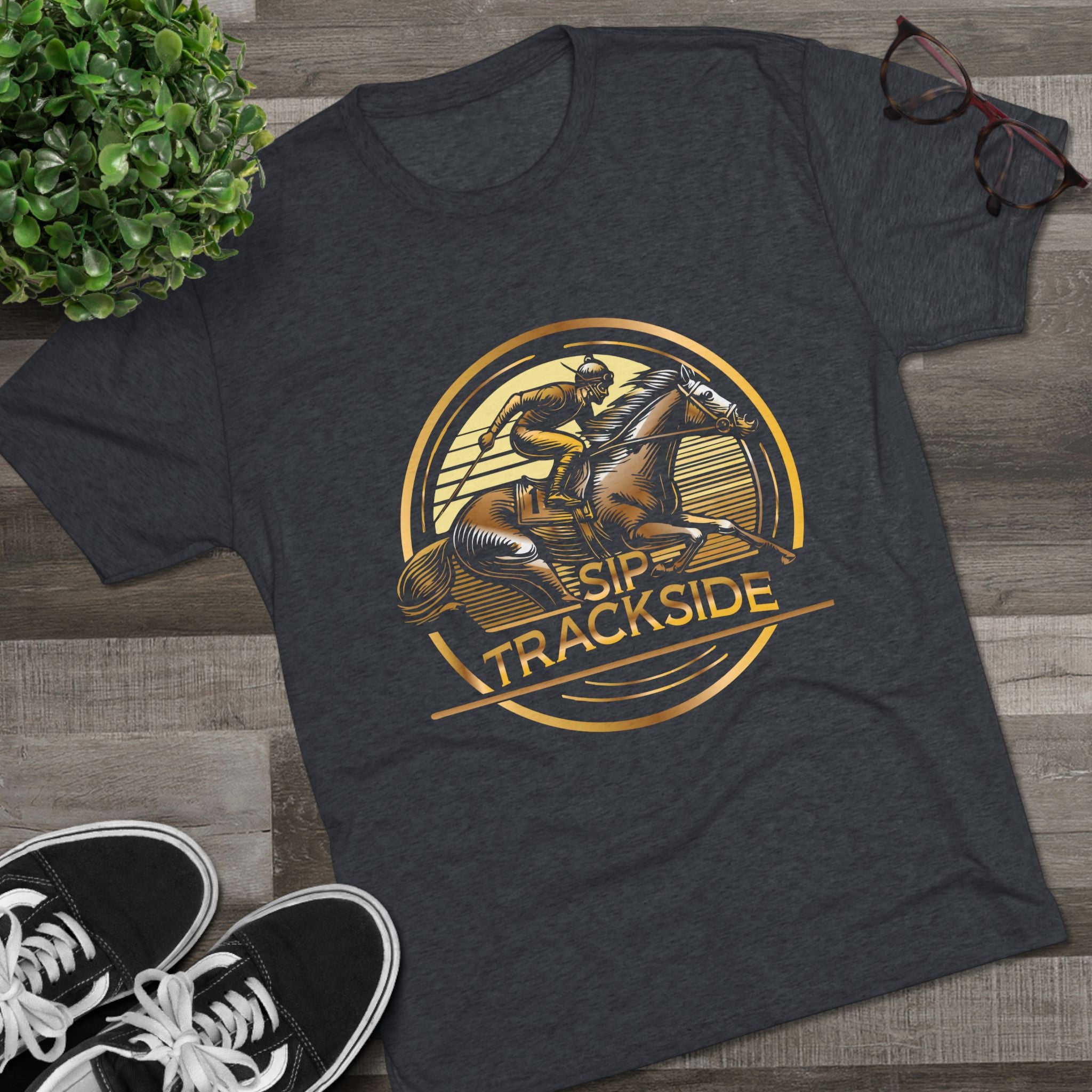 Trackside Distilling Sip Trackside Unisex Tri-Blend Crew Tee-15