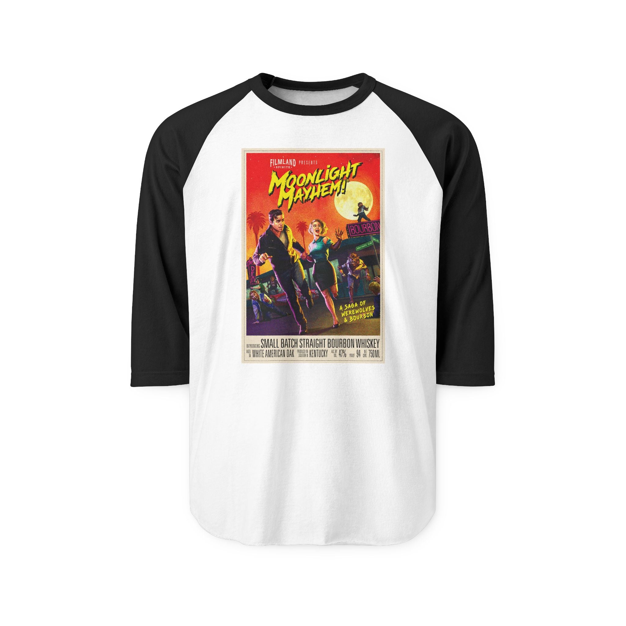 Filmland Moonlight Mayhem Unisex Three-Quarter Sleeve Raglan Shirt-3