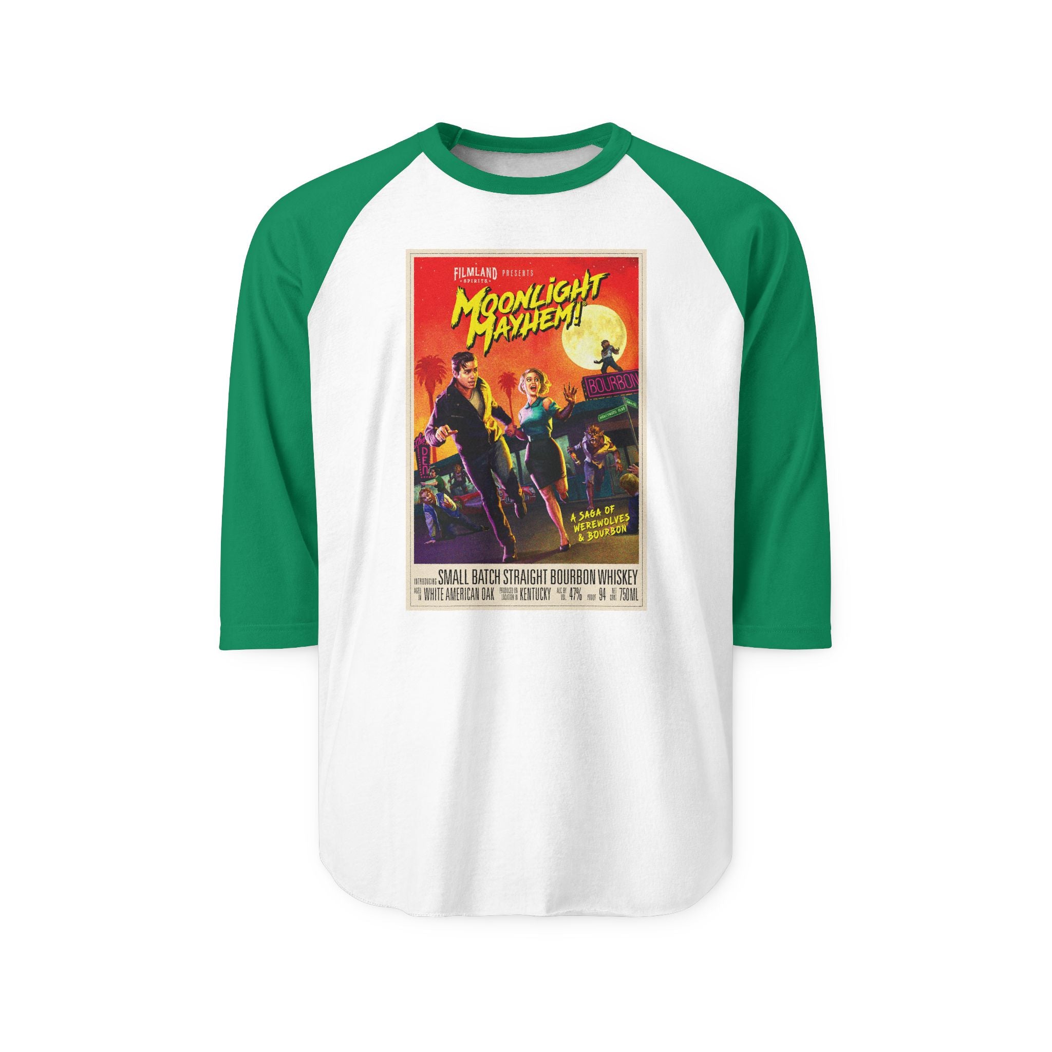 Filmland Moonlight Mayhem Unisex Three-Quarter Sleeve Raglan Shirt-4