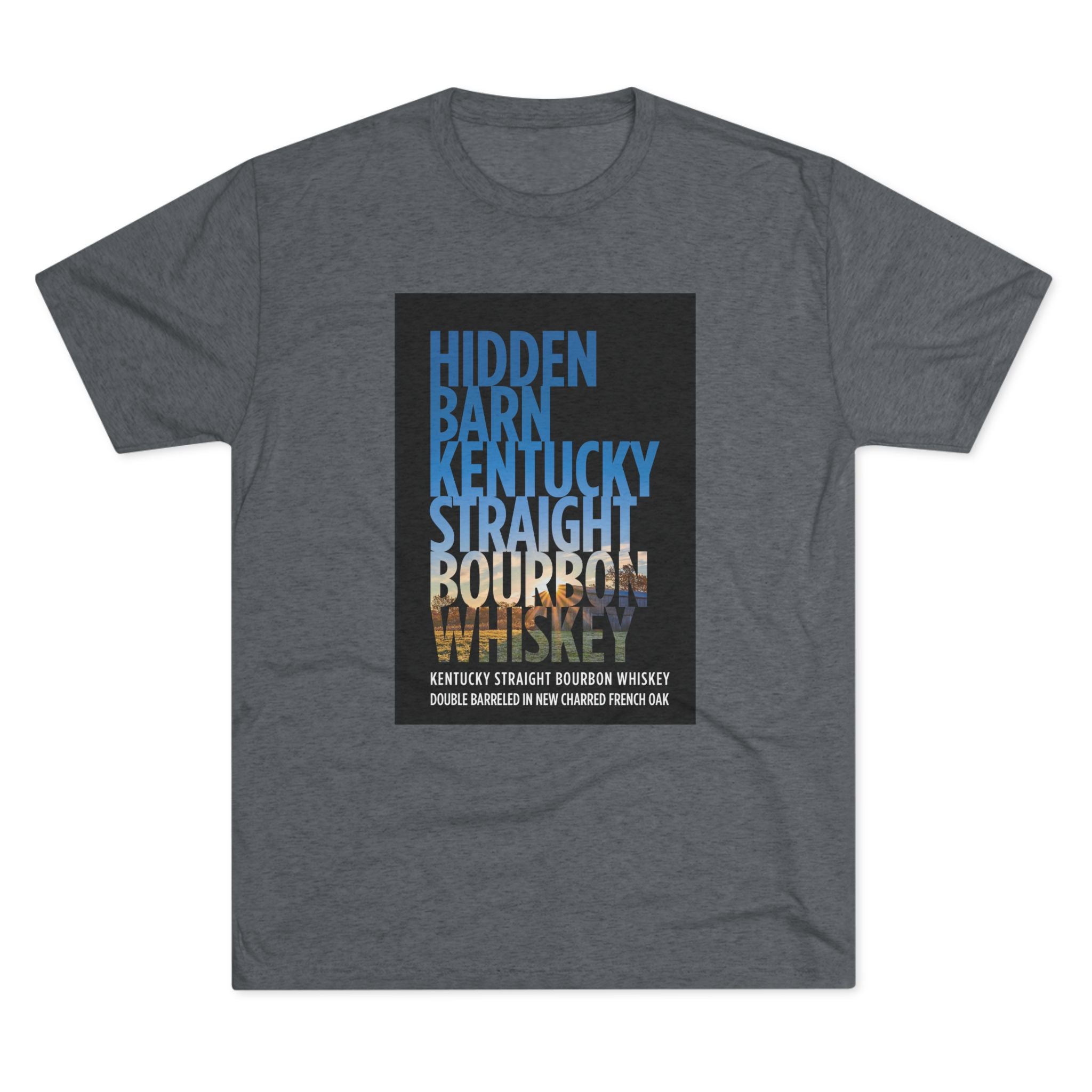 Hidden Barn Bourbon Whiskey Unisex Tri-Blend Crew Tee-7