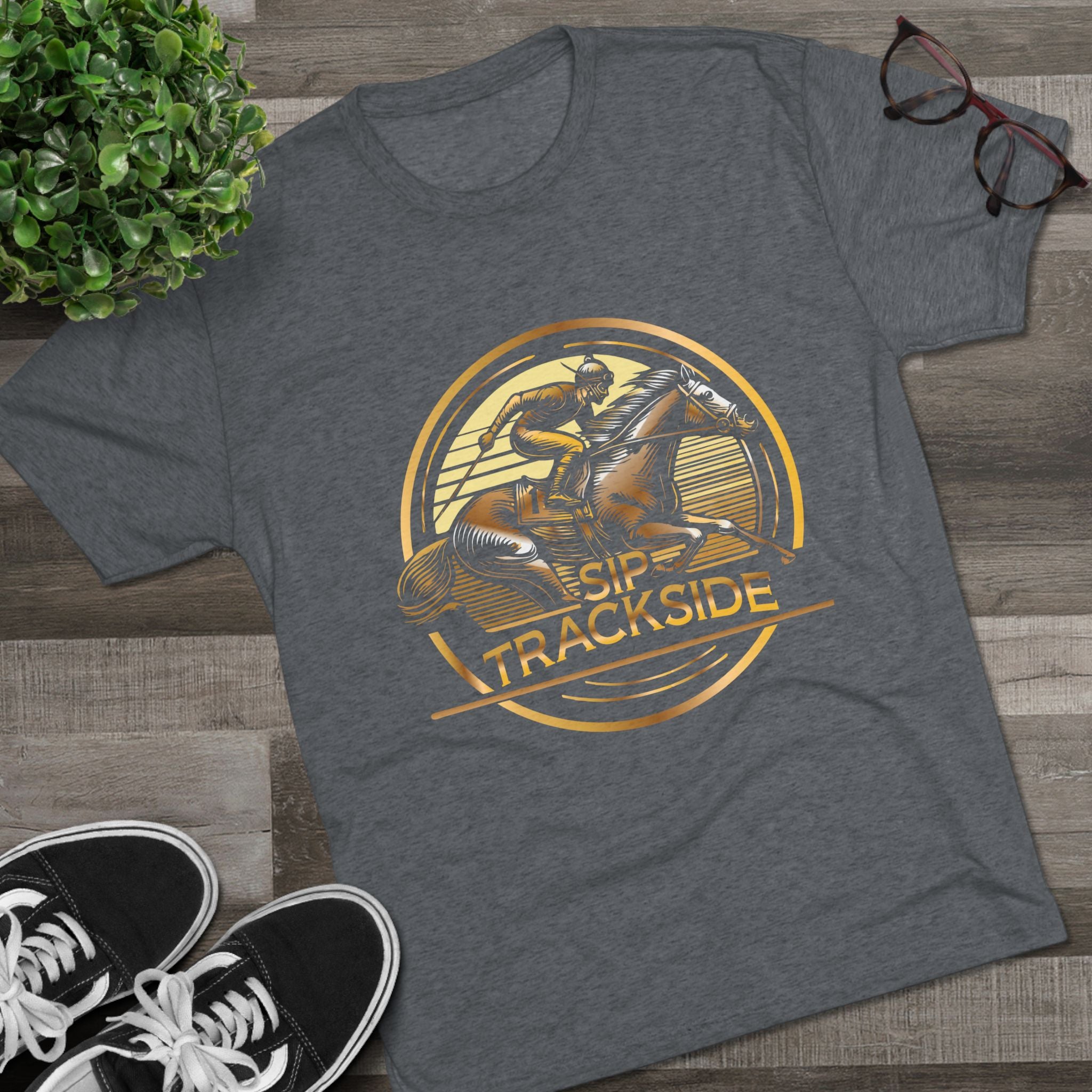 Trackside Distilling Sip Trackside Unisex Tri-Blend Crew Tee-18