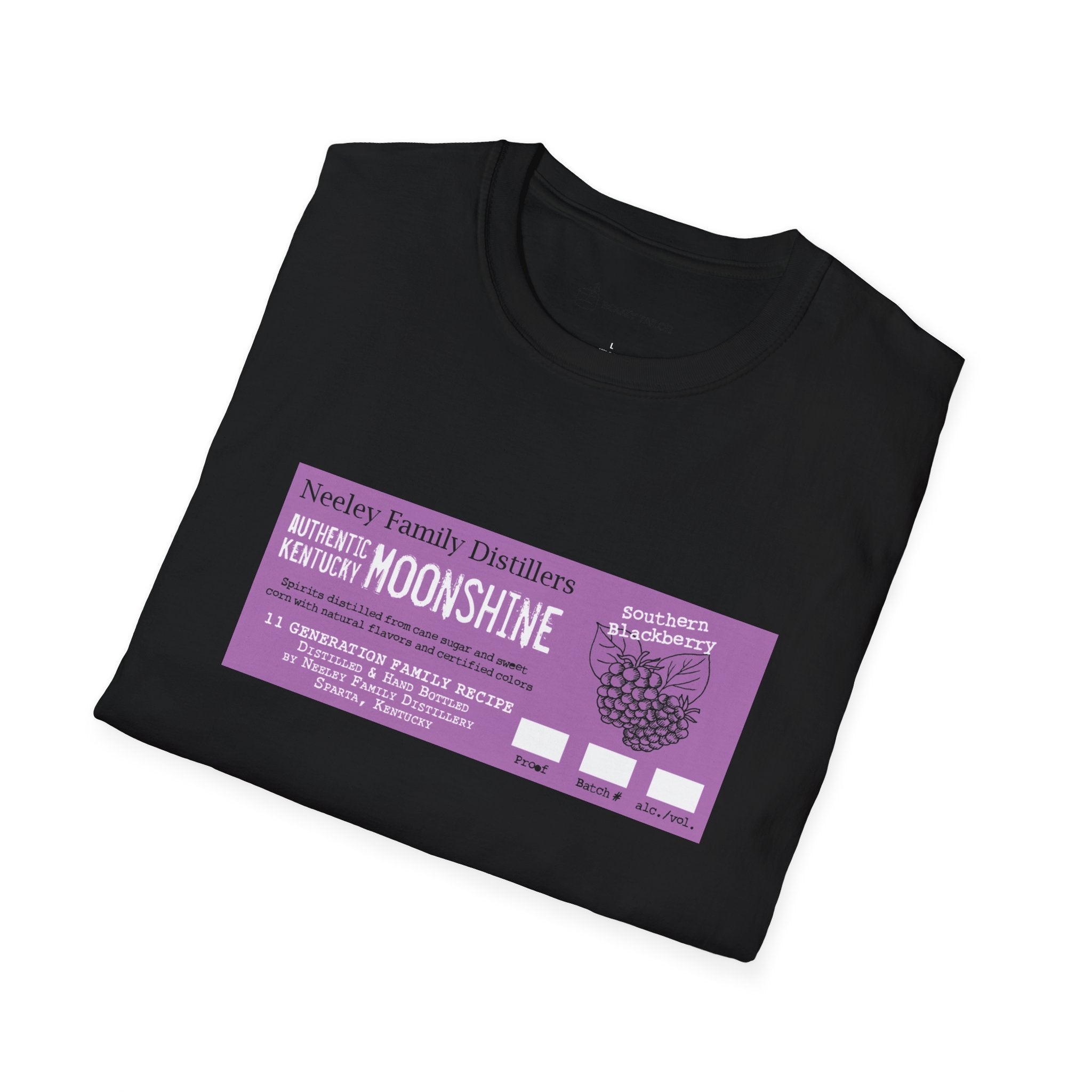 Neeley Family Distillers Southern Blackberry Moonshine Unisex Softstyle T-Shirt-17
