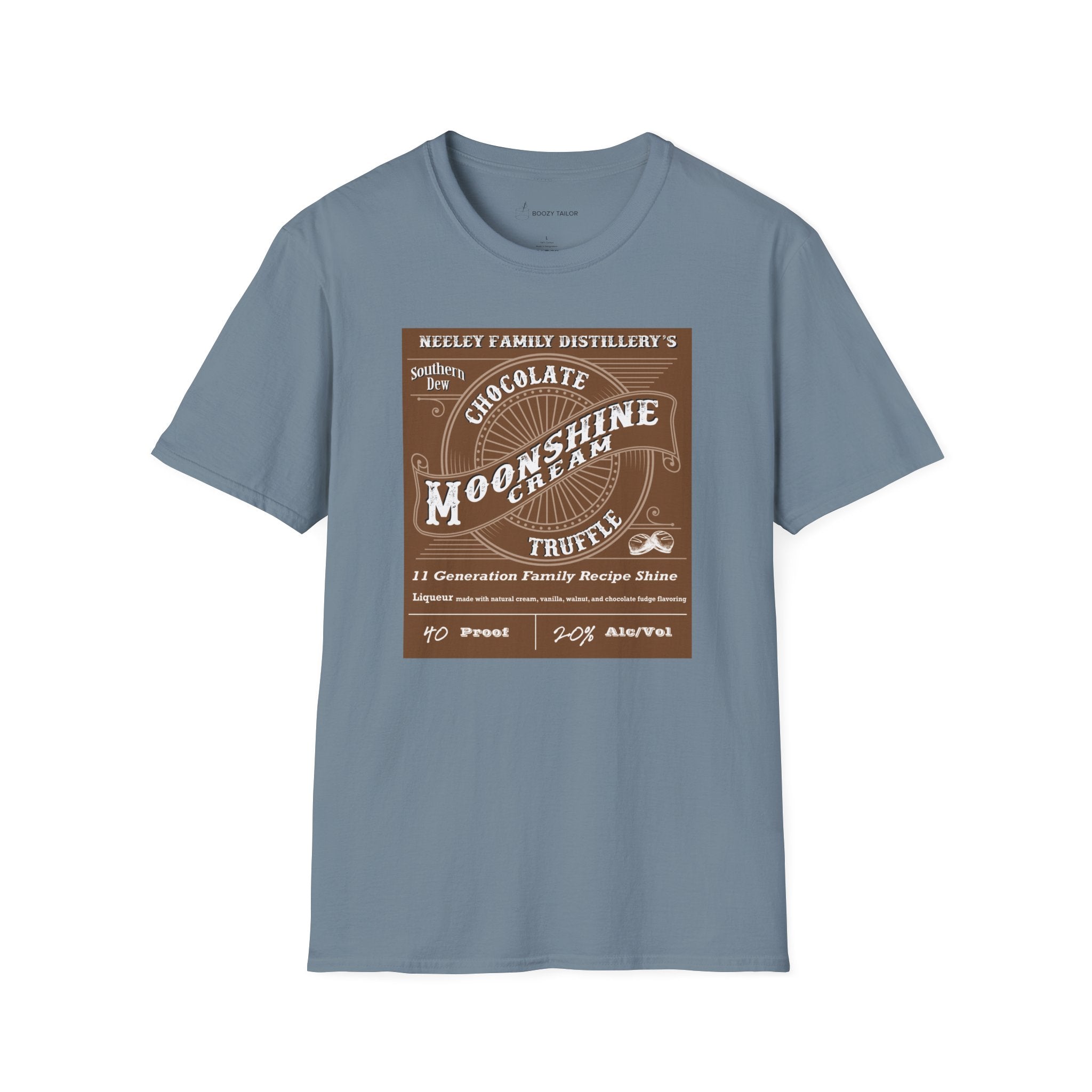 Neeley Family Distillery's Chocolate Moonshine Truffle Unisex Softstyle T-Shirt-6