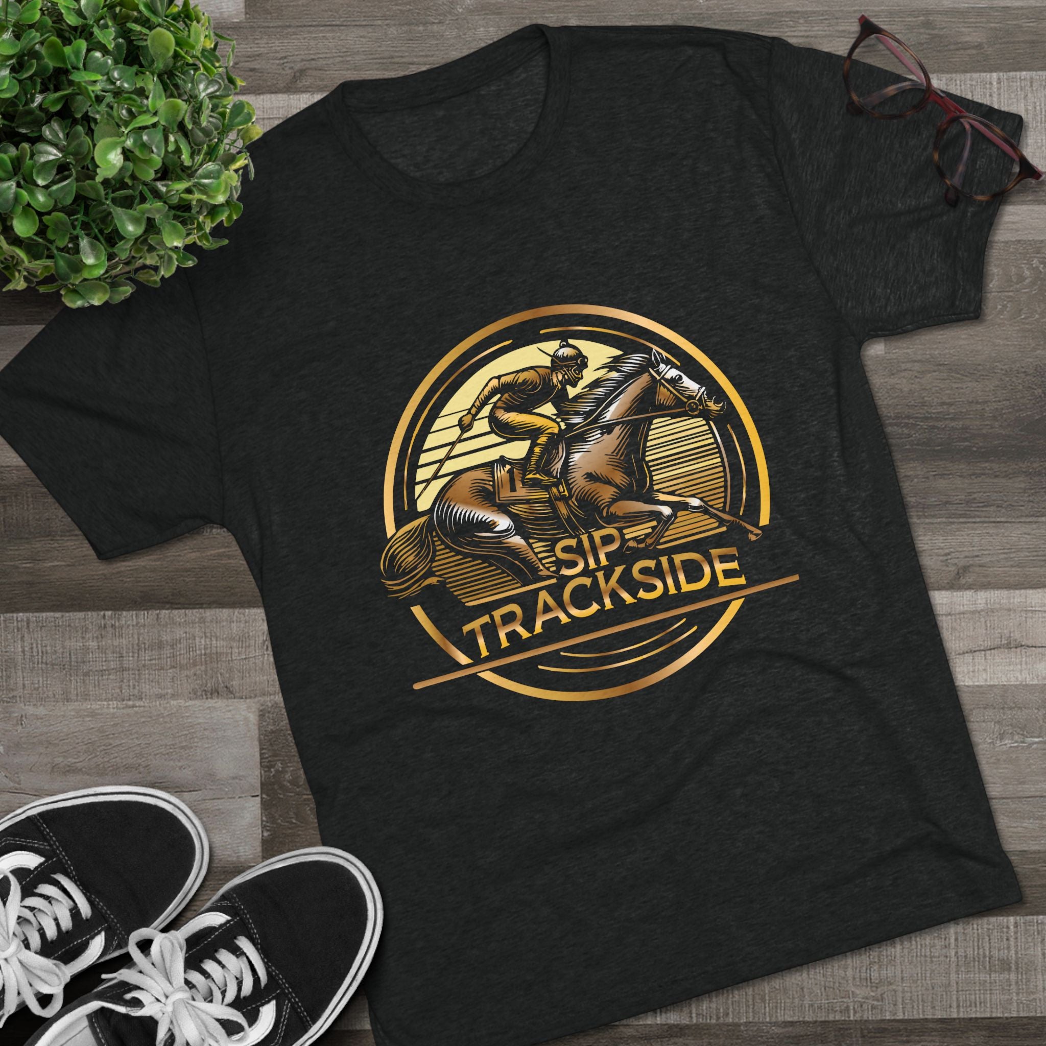 Trackside Distilling Sip Trackside Unisex Tri-Blend Crew Tee-9