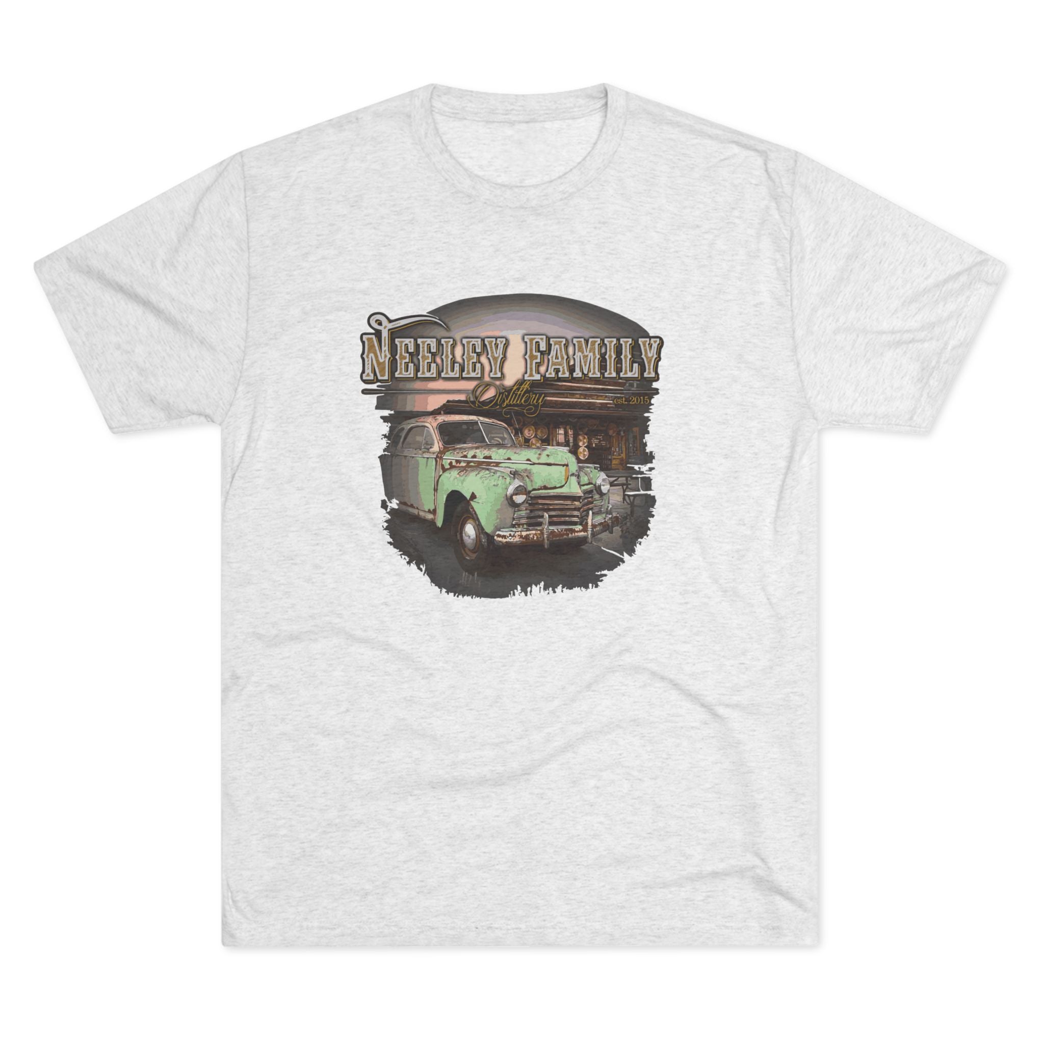 Neeley Family Distillery Car Unisex Tri-Blend Crew Tee-3