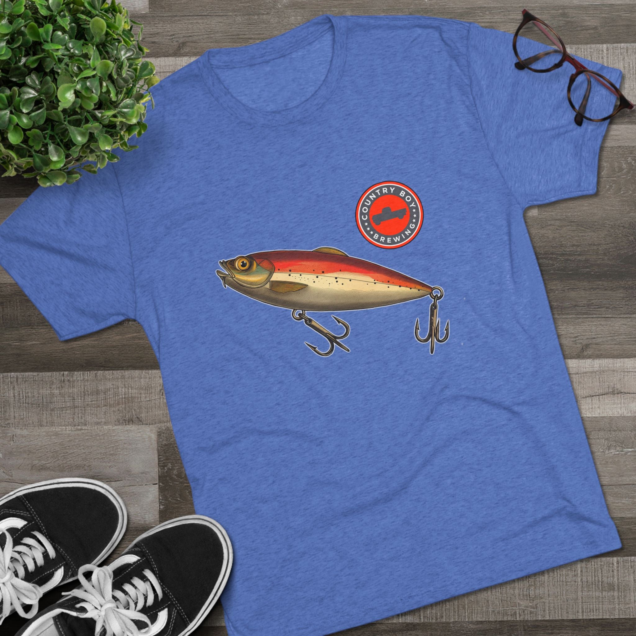Country Boy Fishing Lure Unisex Tri-Blend Crew Tee-19