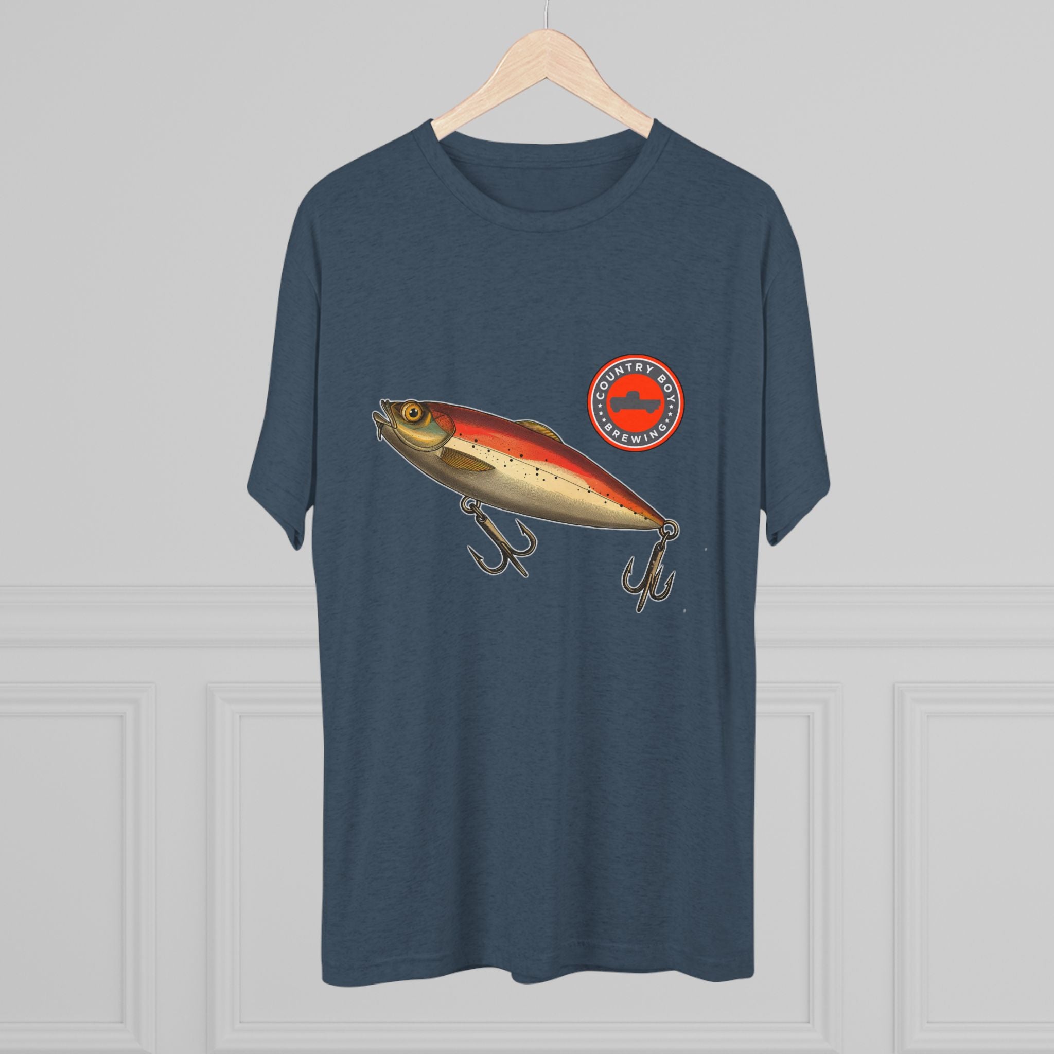 Country Boy Fishing Lure Unisex Tri-Blend Crew Tee-23