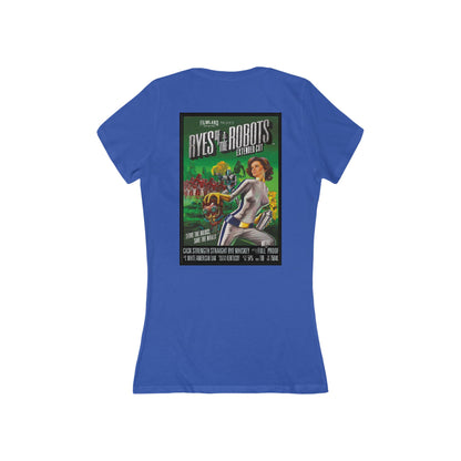 Filmland Women's Jersey Short Sleeve Deep V-Neck Tee