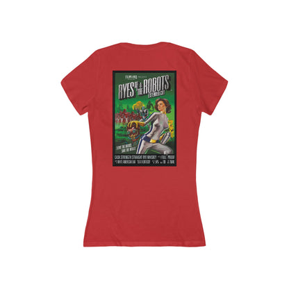 Filmland Women's Jersey Short Sleeve Deep V-Neck Tee