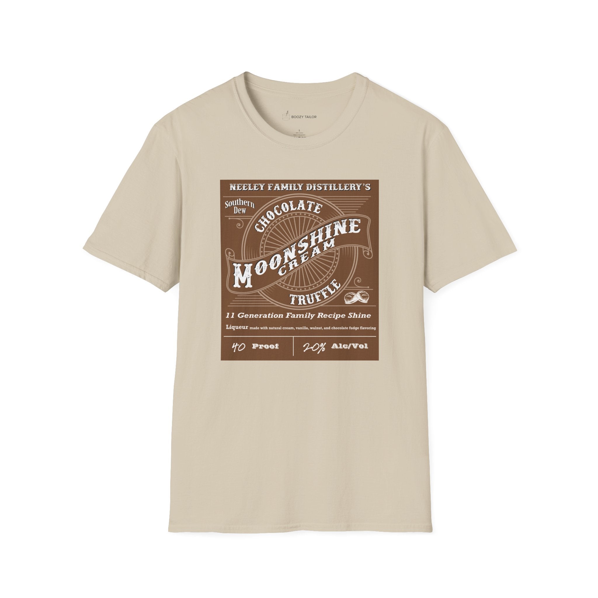 Neeley Family Distillery's Chocolate Moonshine Truffle Unisex Softstyle T-Shirt-3