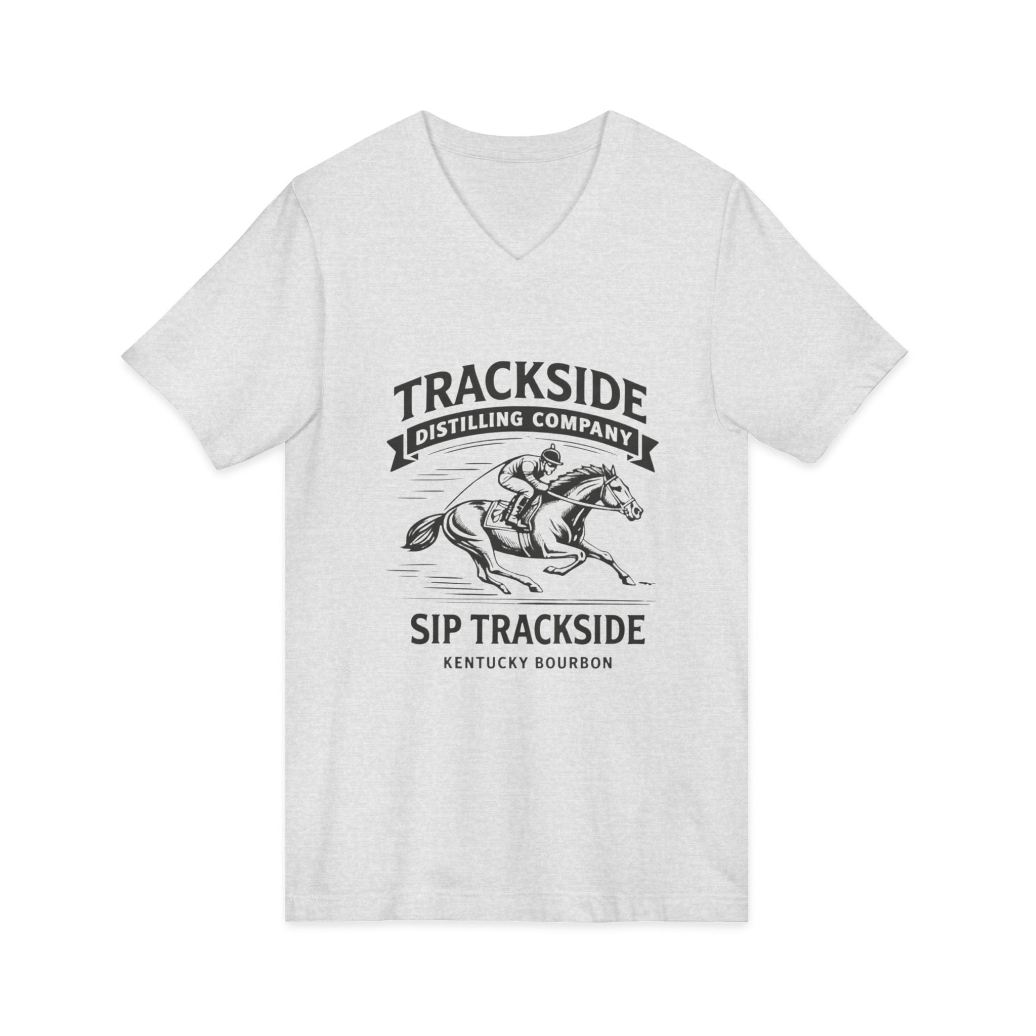 Trackside Bourbon Unisex Jersey Short Sleeve V-Neck Tee-5