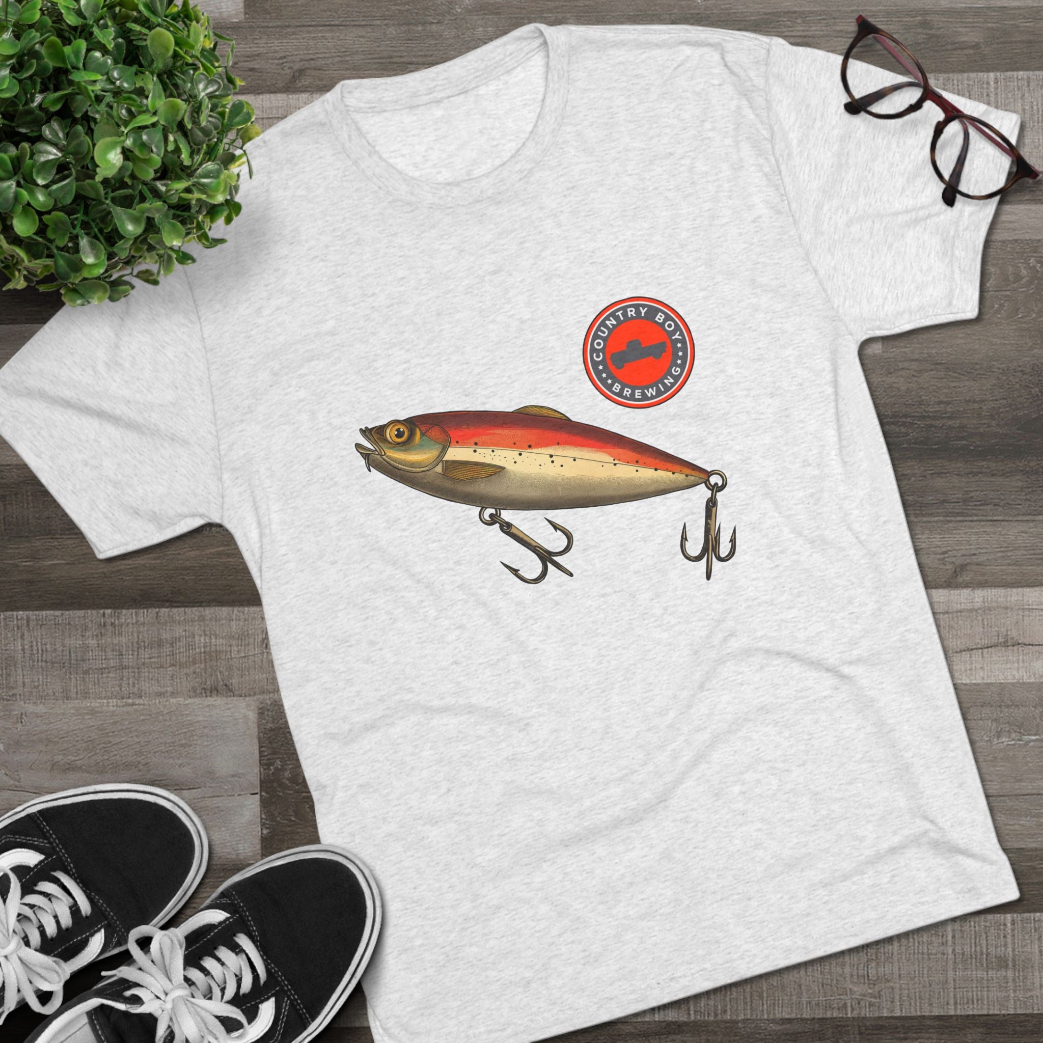 Country Boy Fishing Lure Unisex Tri-Blend Crew Tee-13