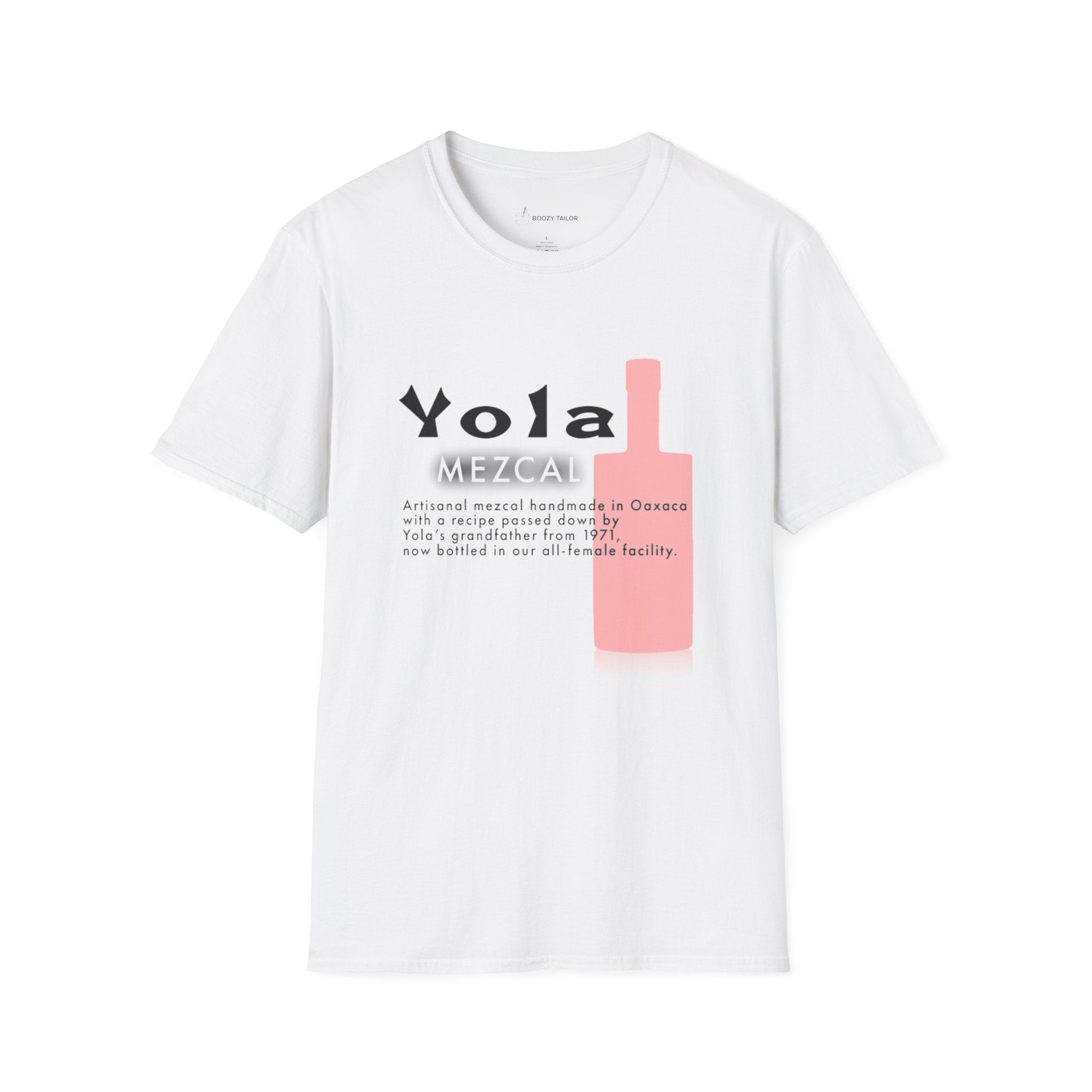 Yola Mezcal Faded Bottle Unisex Softstyle T-Shirt-5