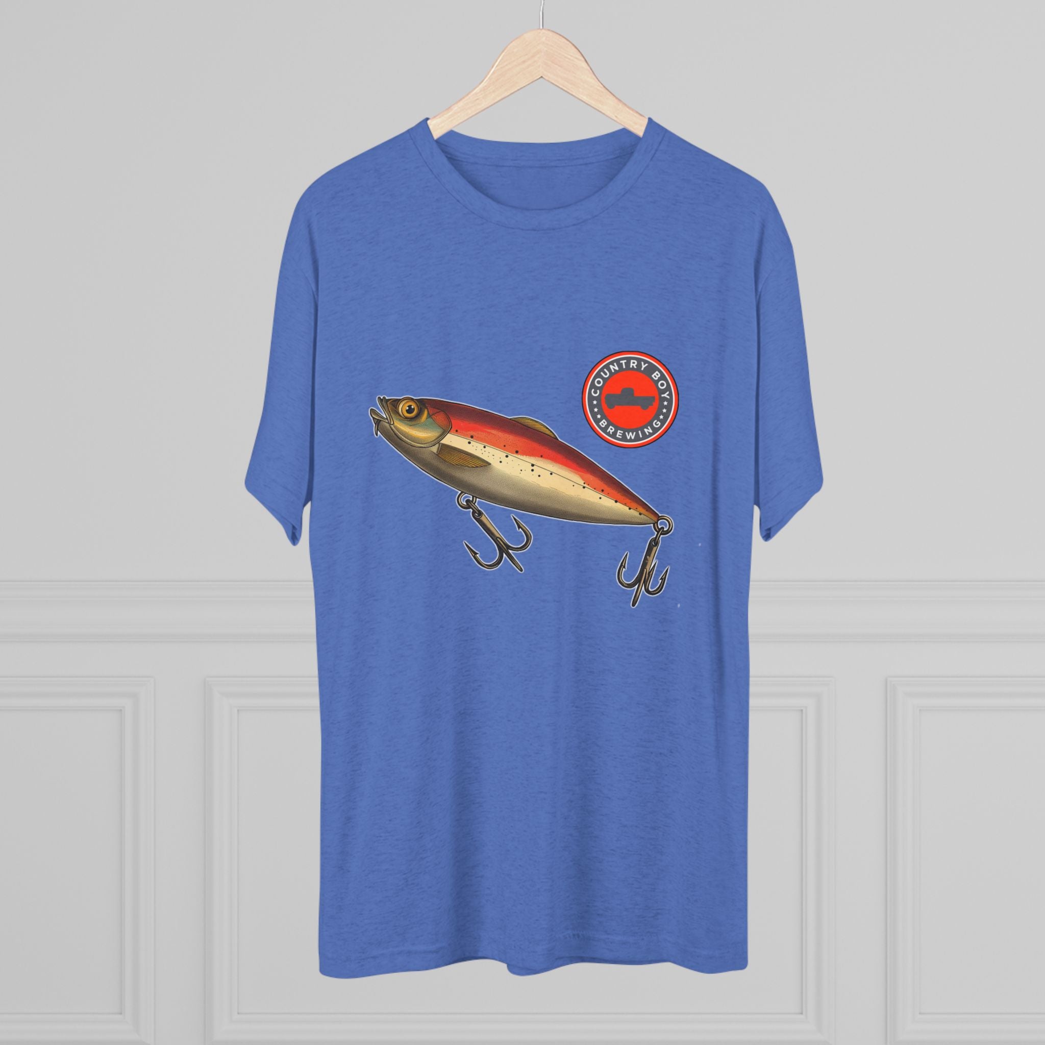 Country Boy Fishing Lure Unisex Tri-Blend Crew Tee-20