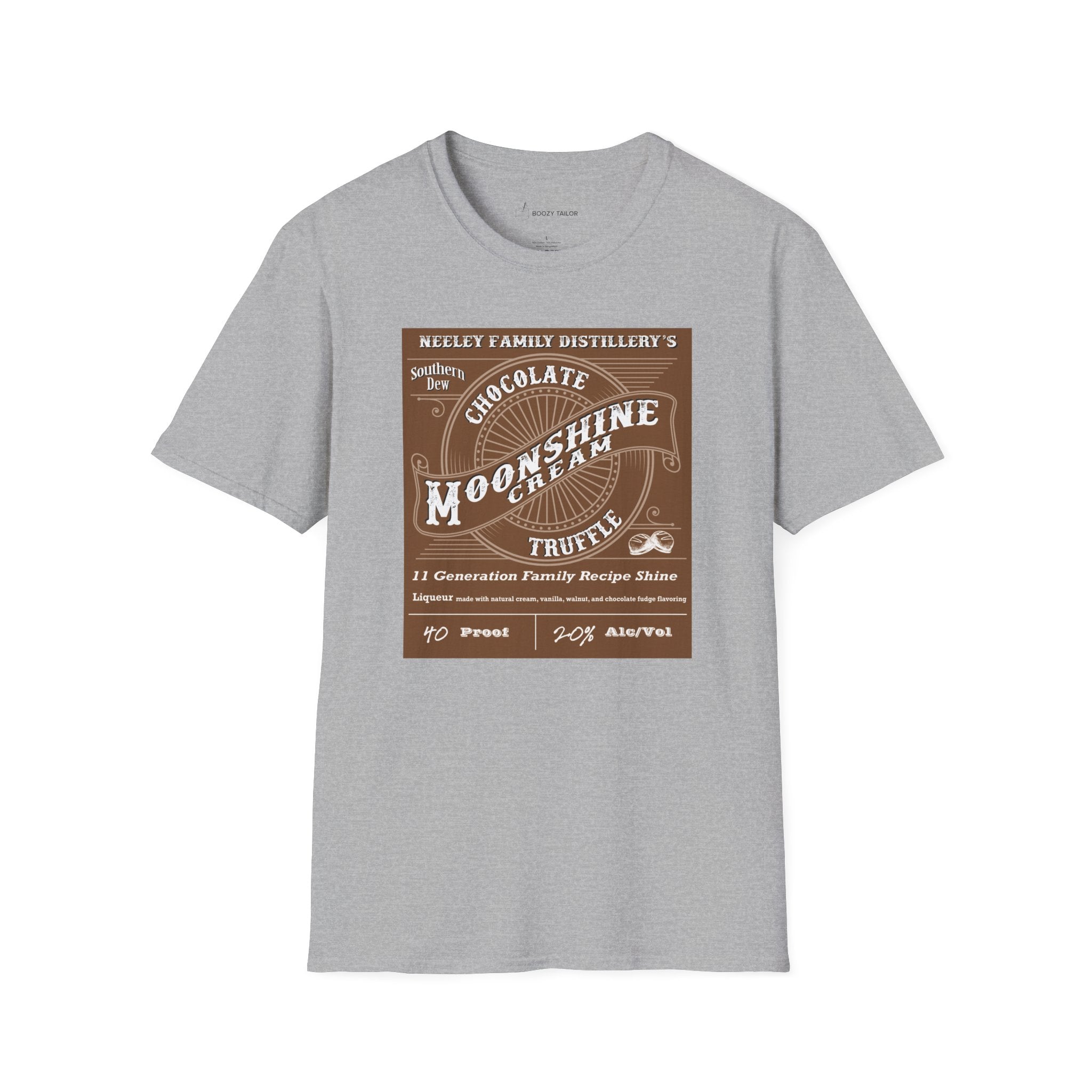 Neeley Family Distillery's Chocolate Moonshine Truffle Unisex Softstyle T-Shirt-5