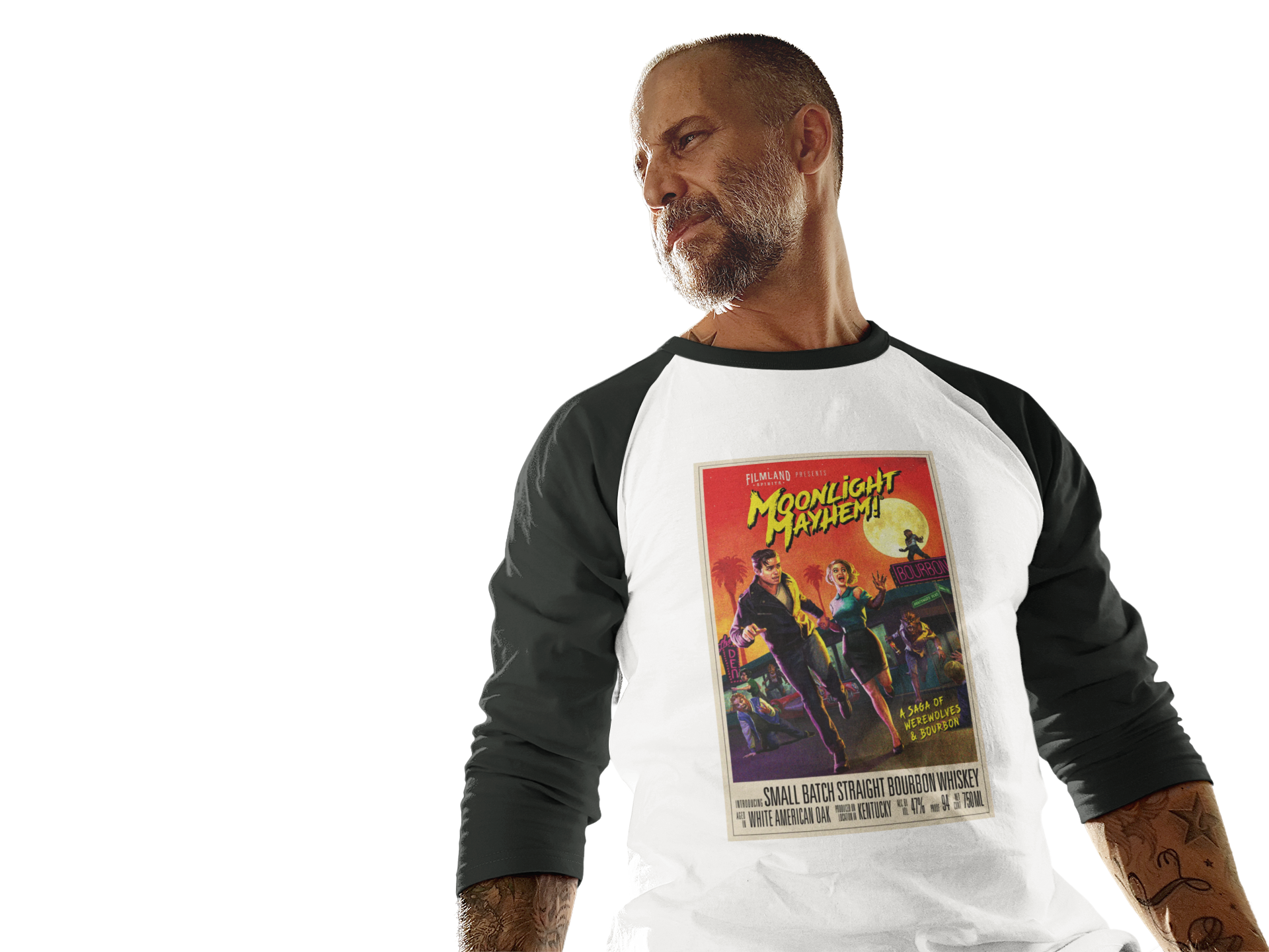 Filmland Moonlight Mayhem Unisex Three-Quarter Sleeve Raglan Shirt-8
