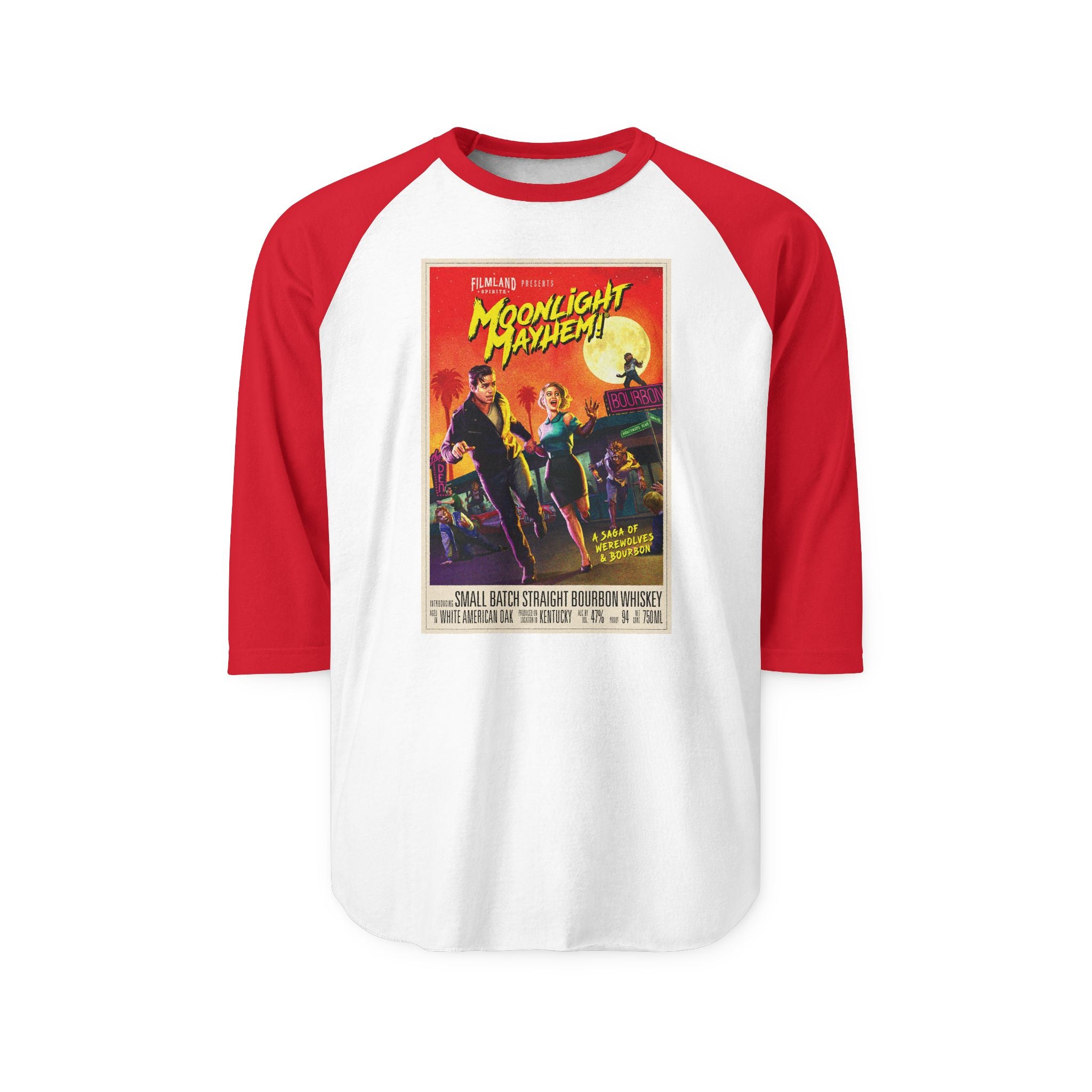 Filmland Moonlight Mayhem Unisex Three-Quarter Sleeve Raglan Shirt-6