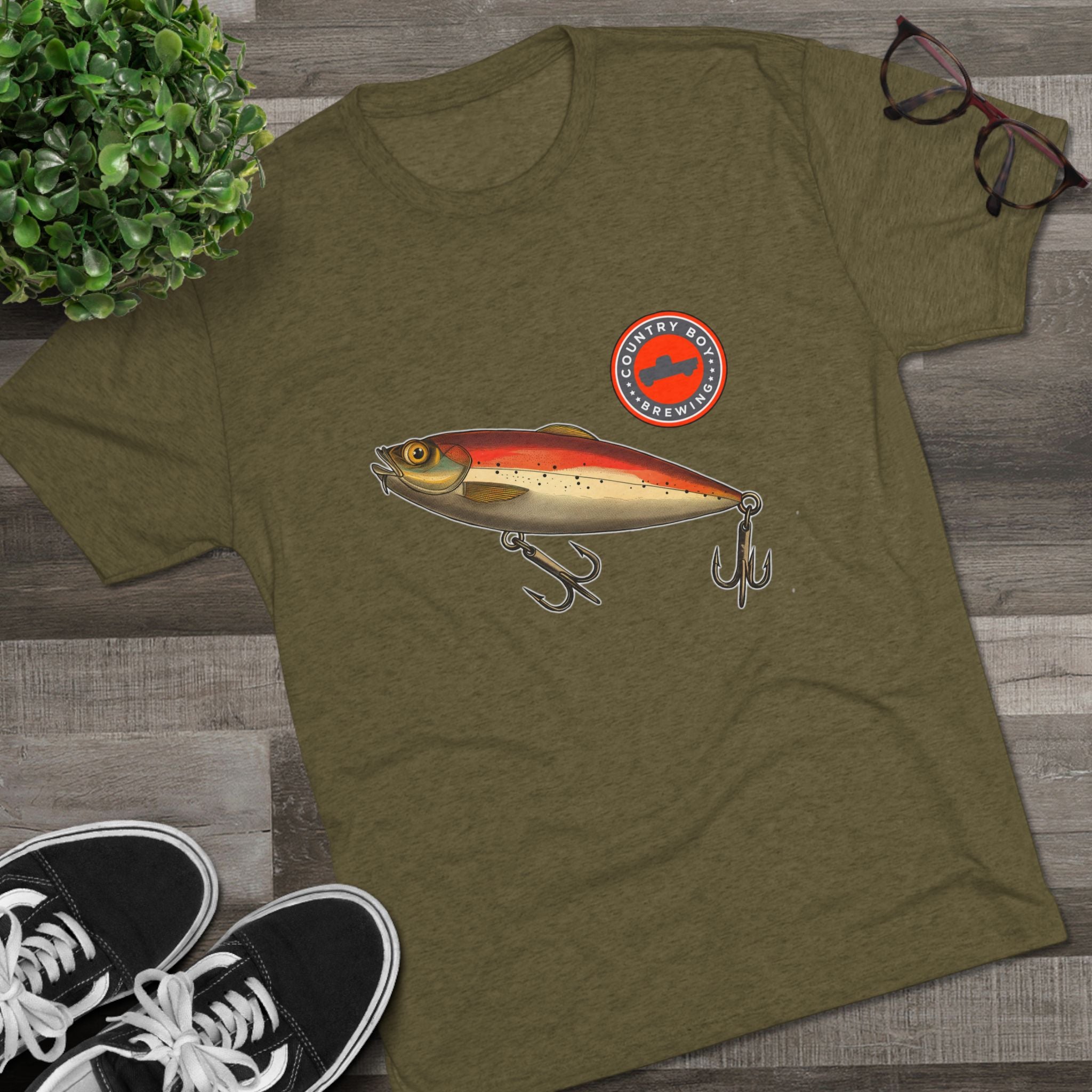 Country Boy Fishing Lure Unisex Tri-Blend Crew Tee-10