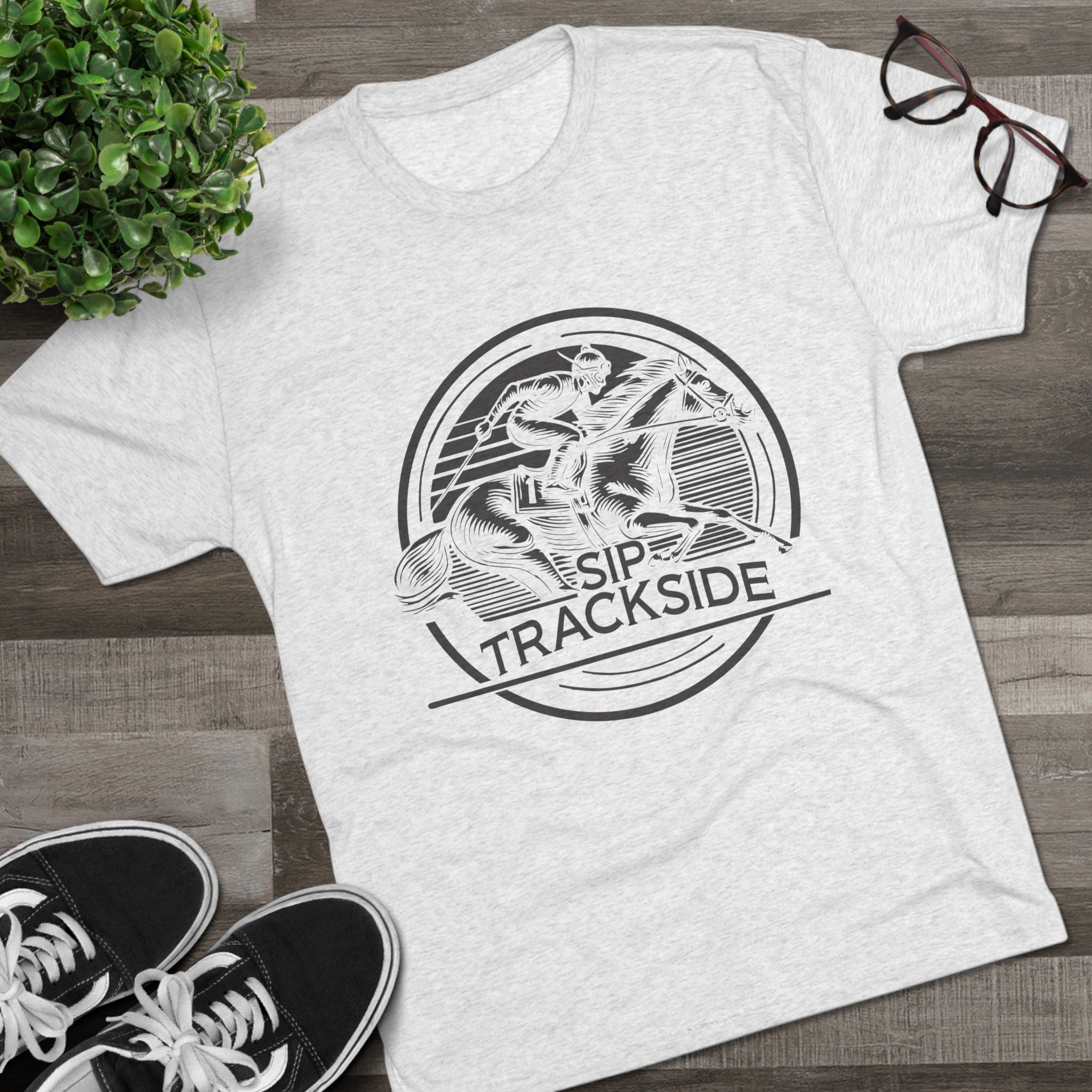 Trackside Distilling Sip Trackside Unisex Tri-Blend Crew Tee-6