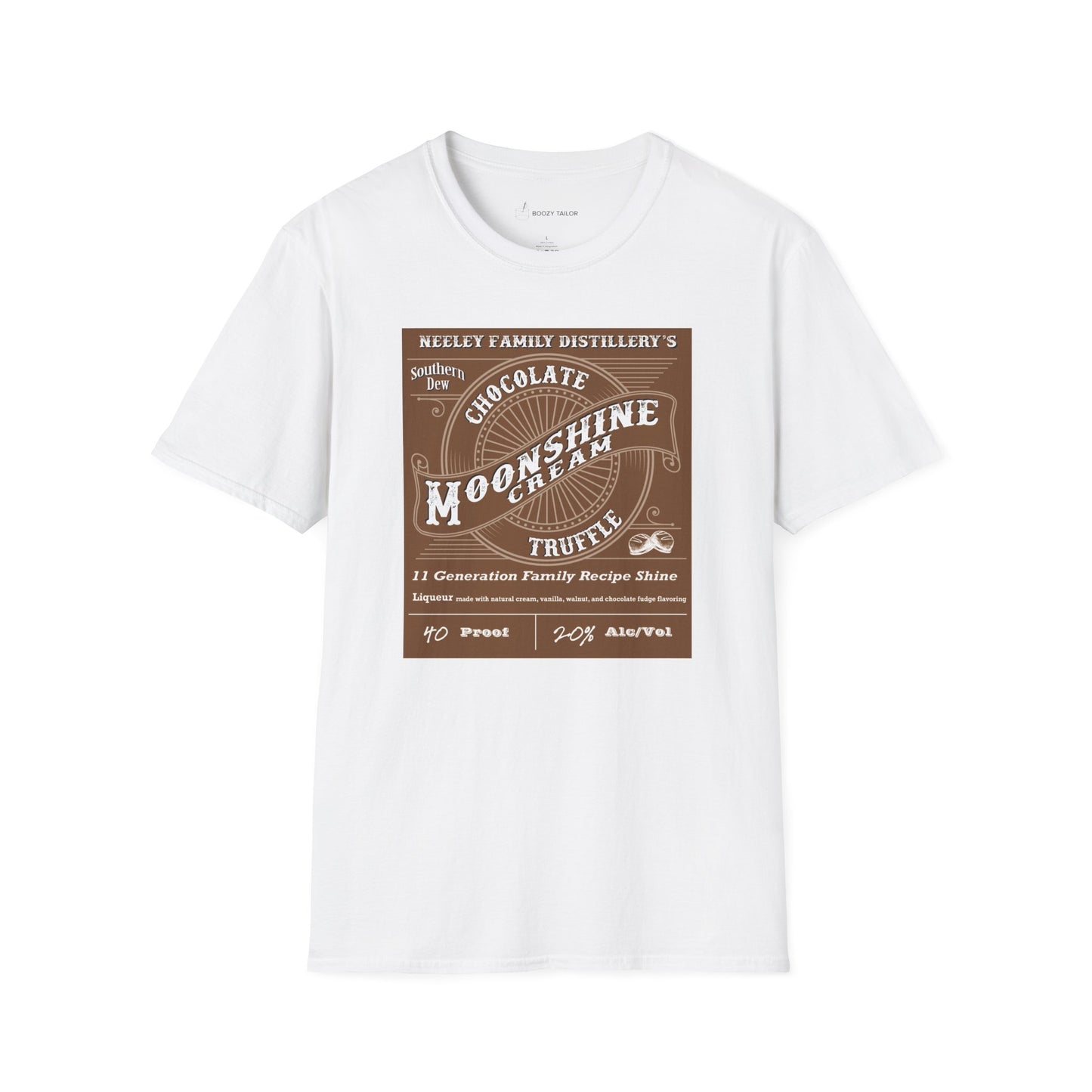 Neeley Family Distillery's Chocolate Moonshine Truffle Unisex Softstyle T-Shirt