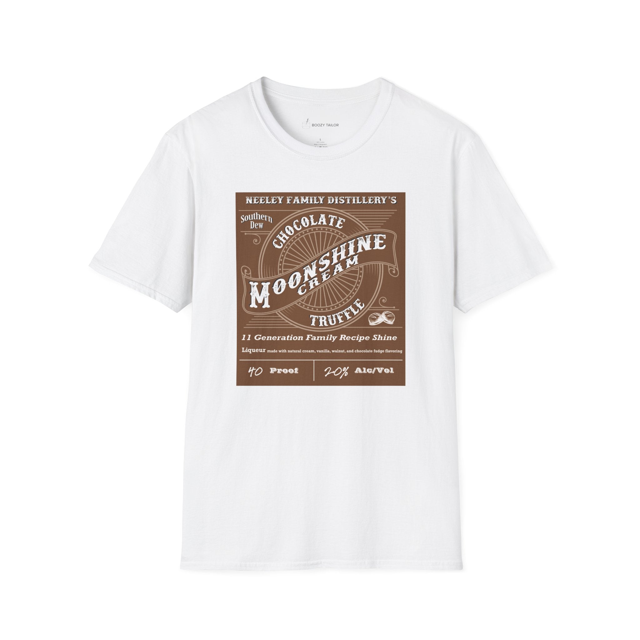 Neeley Family Distillery's Chocolate Moonshine Truffle Unisex Softstyle T-Shirt-4