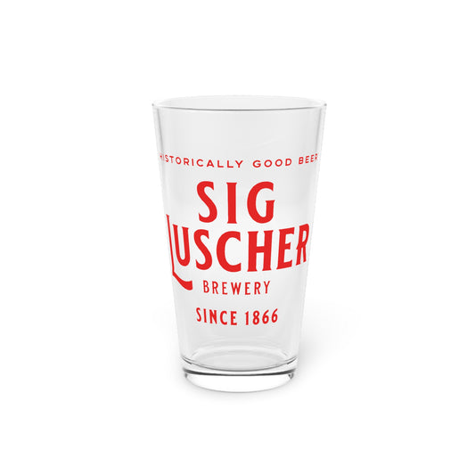 Sig Luscher Brewery Pint Glass, 16oz