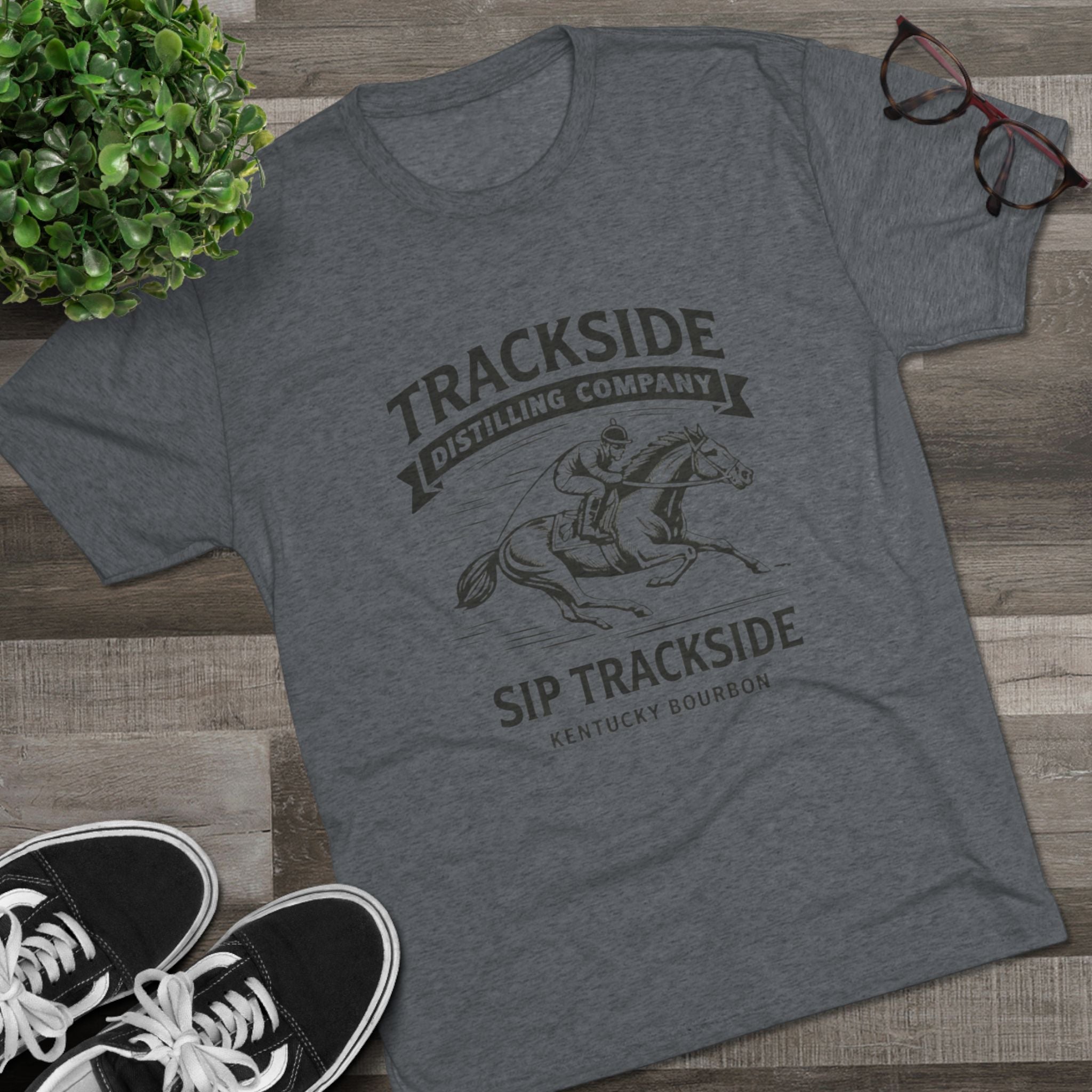 Trackside Bourbon Unisex Tri-Blend Crew Tee-9