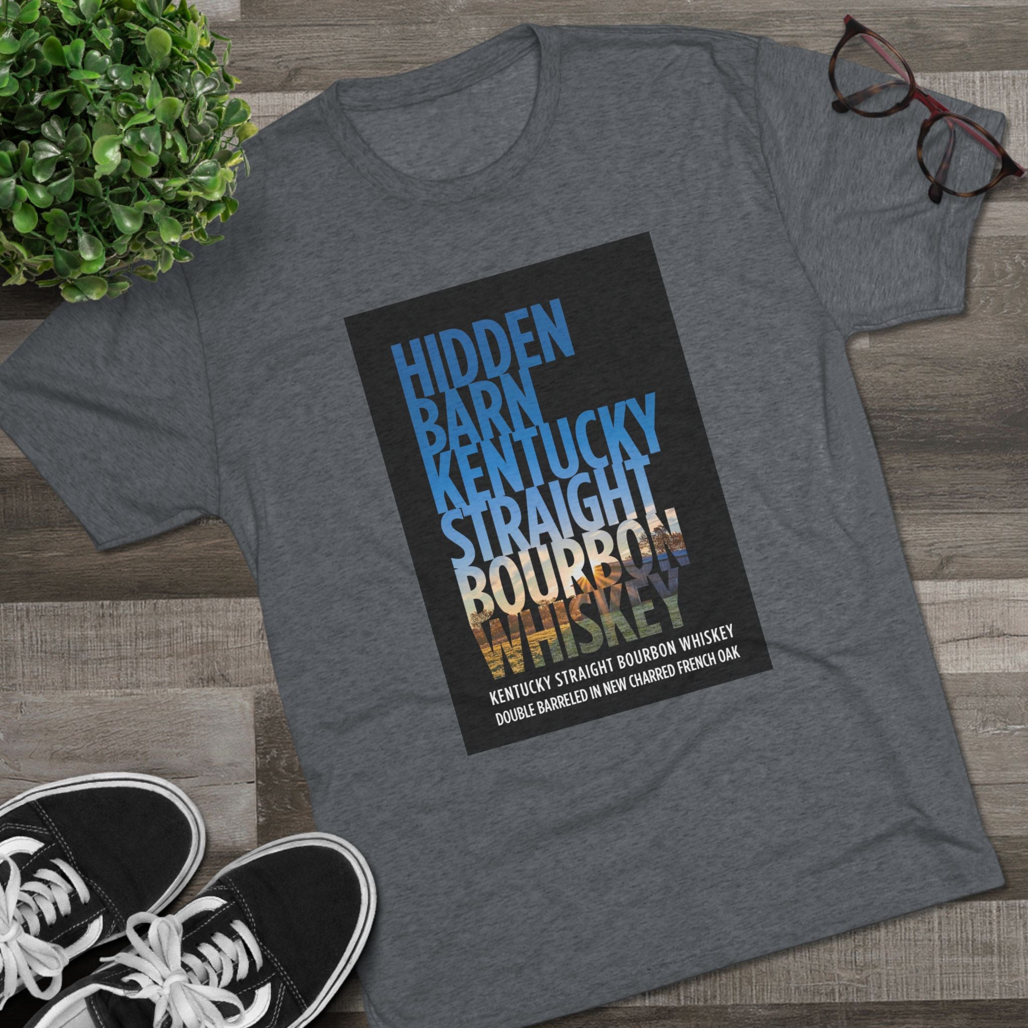 Hidden Barn Bourbon Whiskey Unisex Tri-Blend Crew Tee-21