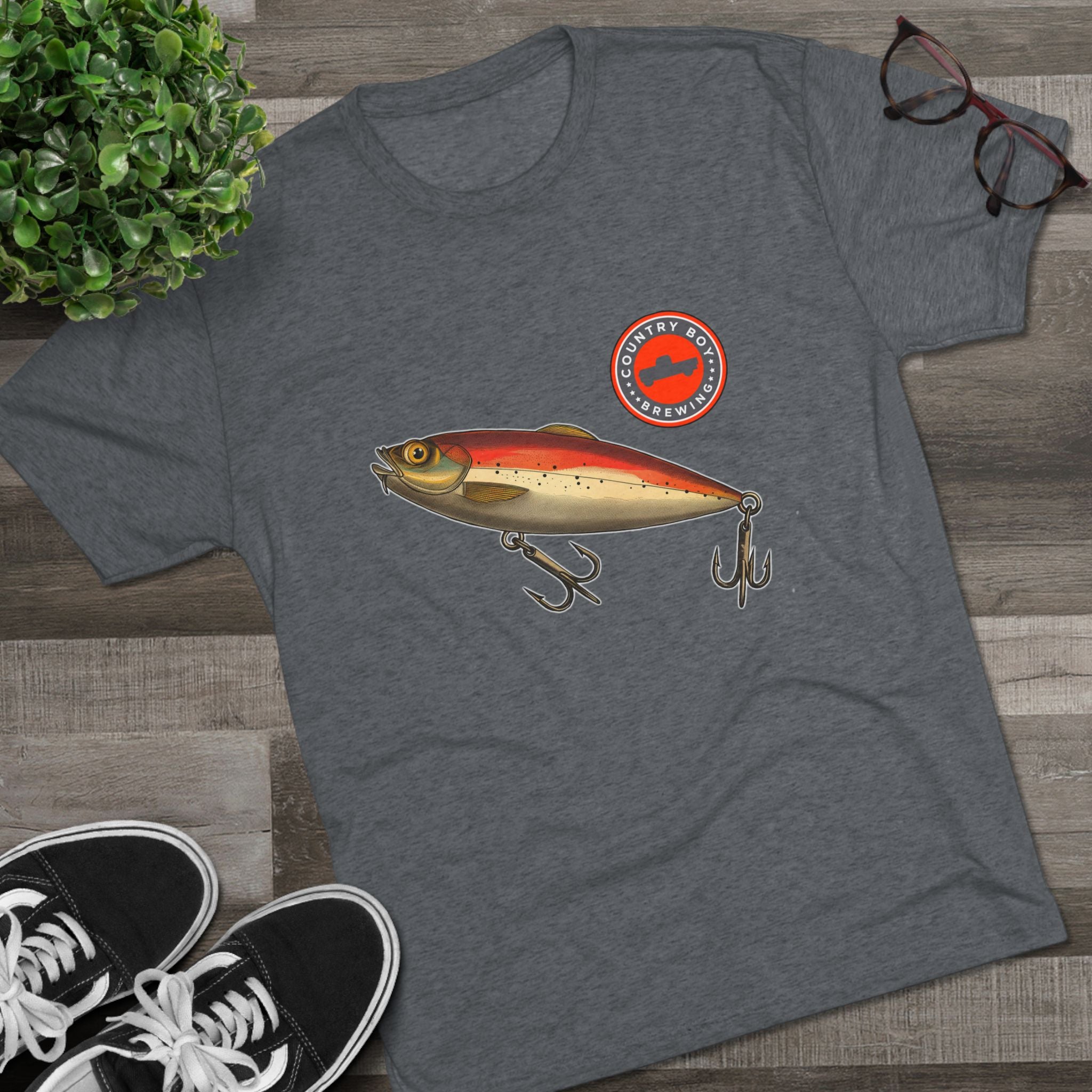 Country Boy Fishing Lure Unisex Tri-Blend Crew Tee-25