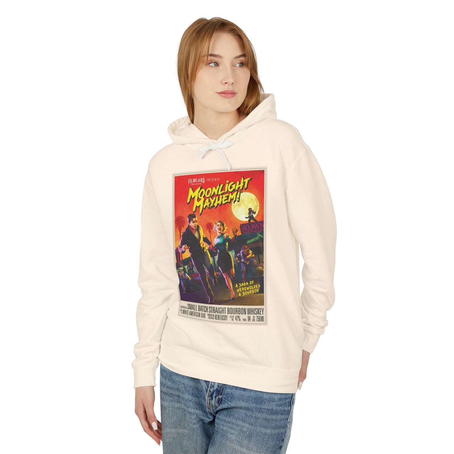 Filmland Moonlight Mayhem Unisex Lightweight Hooded Sweatshirt