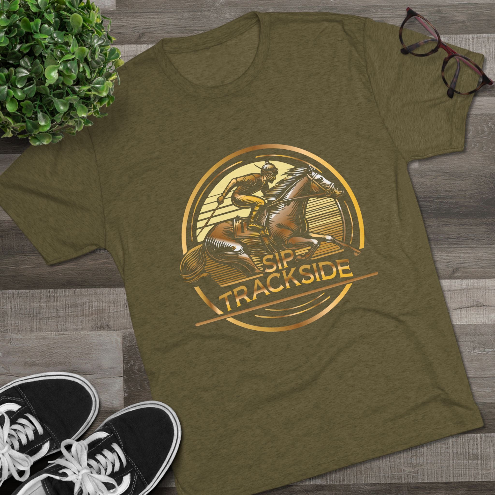 Trackside Distilling Sip Trackside Unisex Tri-Blend Crew Tee-12