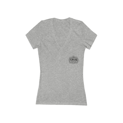 Filmland Women's Jersey Short Sleeve Deep V-Neck Tee