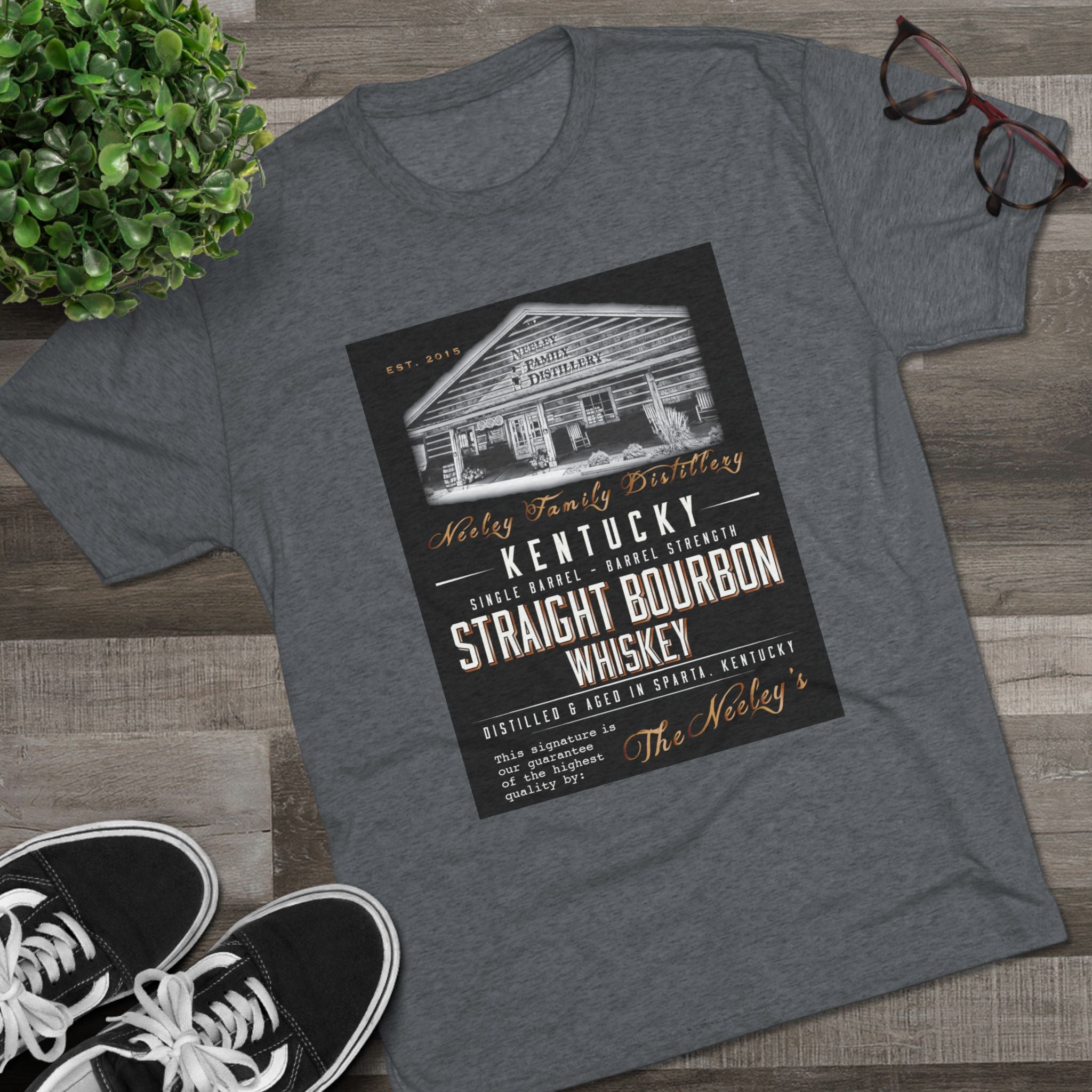 Neeley Family Distillery Bourbon Unisex Tri-Blend Crew Tee-7