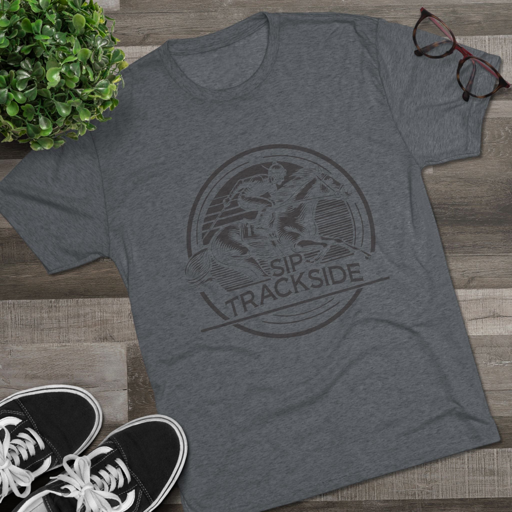 Trackside Distilling Sip Trackside Unisex Tri-Blend Crew Tee-9