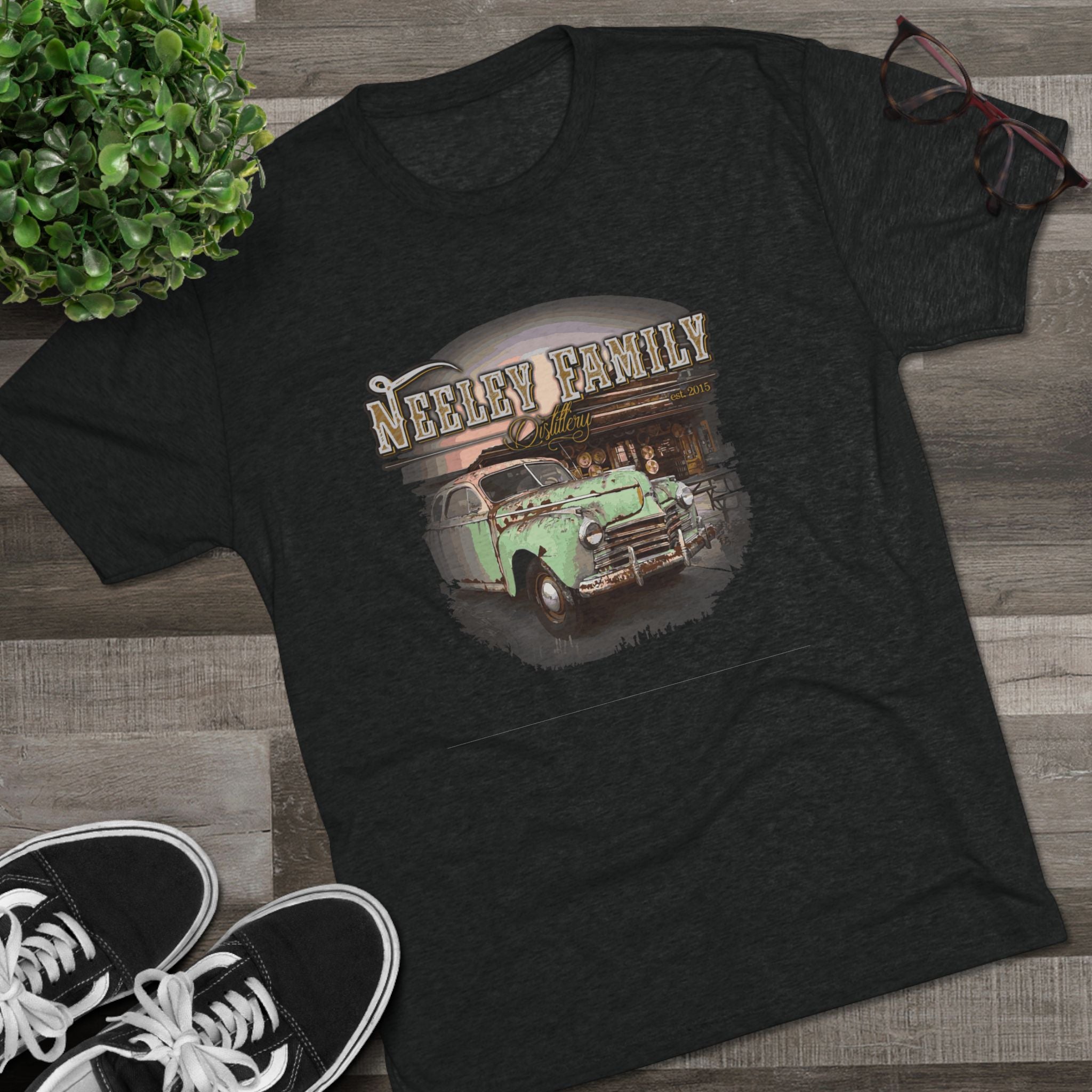Neeley Family Distillery Car Unisex Tri-Blend Crew Tee-10