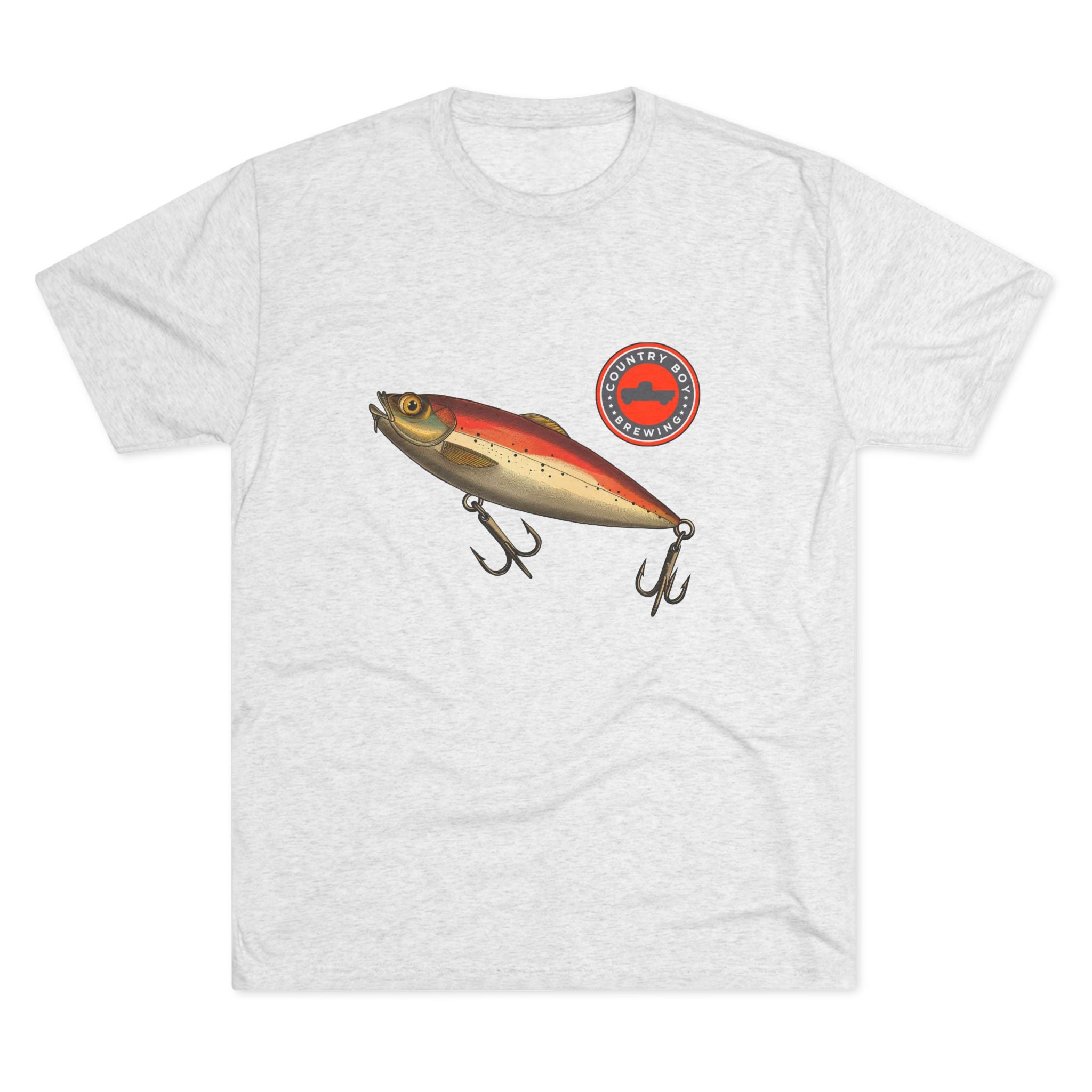 Country Boy Fishing Lure Unisex Tri-Blend Crew Tee-4