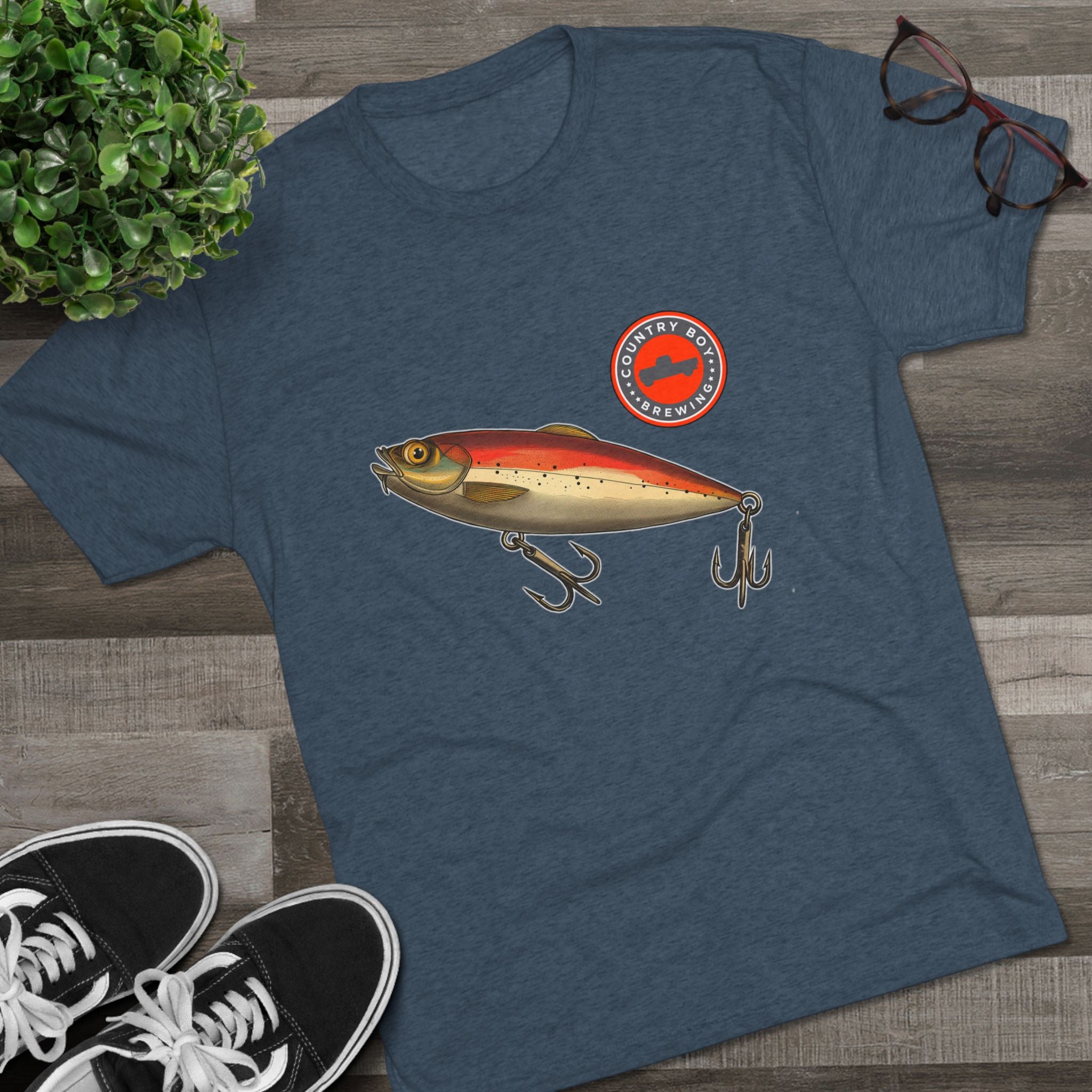 Country Boy Fishing Lure Unisex Tri-Blend Crew Tee-22