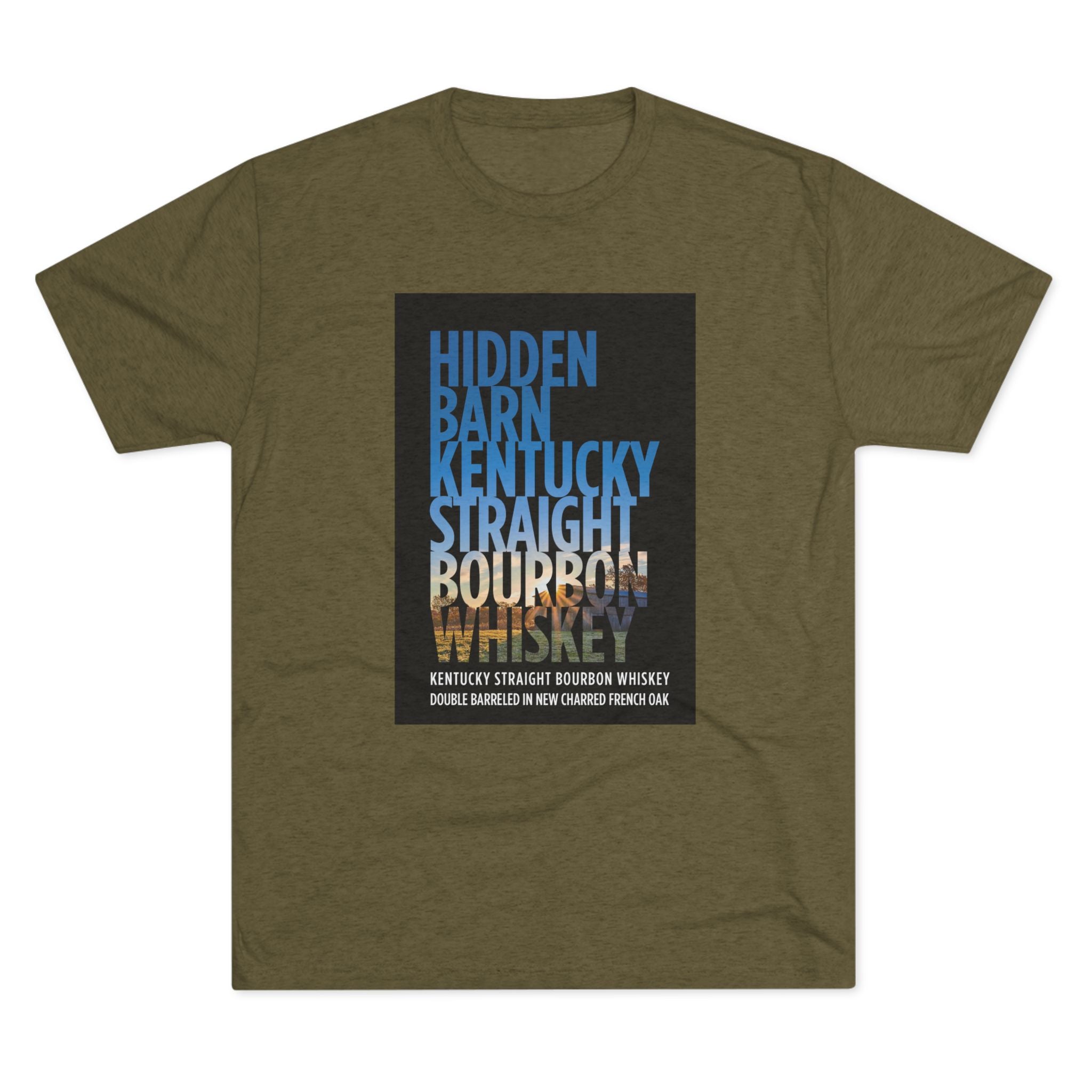 Hidden Barn Bourbon Whiskey Unisex Tri-Blend Crew Tee-4