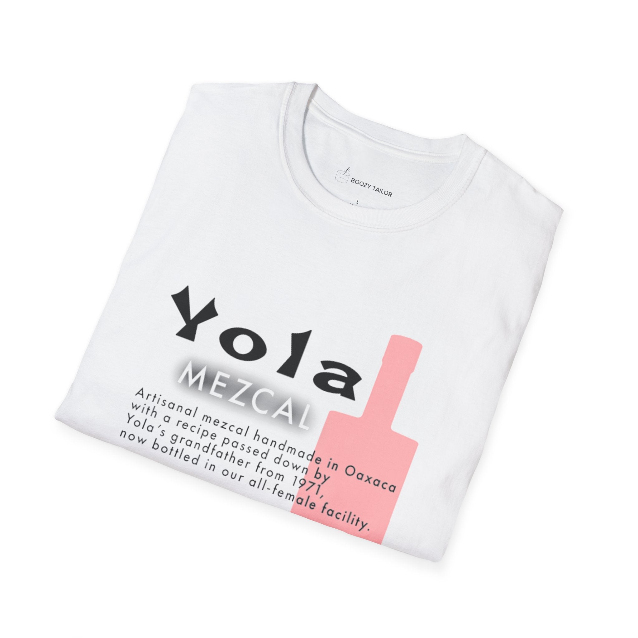 Yola Mezcal Faded Bottle Unisex Softstyle T-Shirt-14