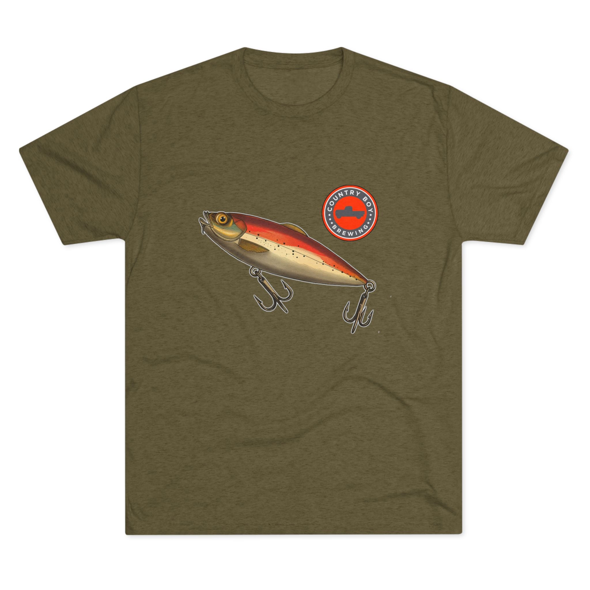 Country Boy Fishing Lure Unisex Tri-Blend Crew Tee-3