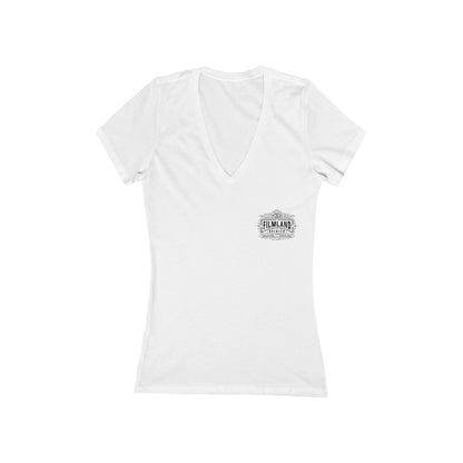 Filmland Women's Jersey Short Sleeve Deep V-Neck Tee