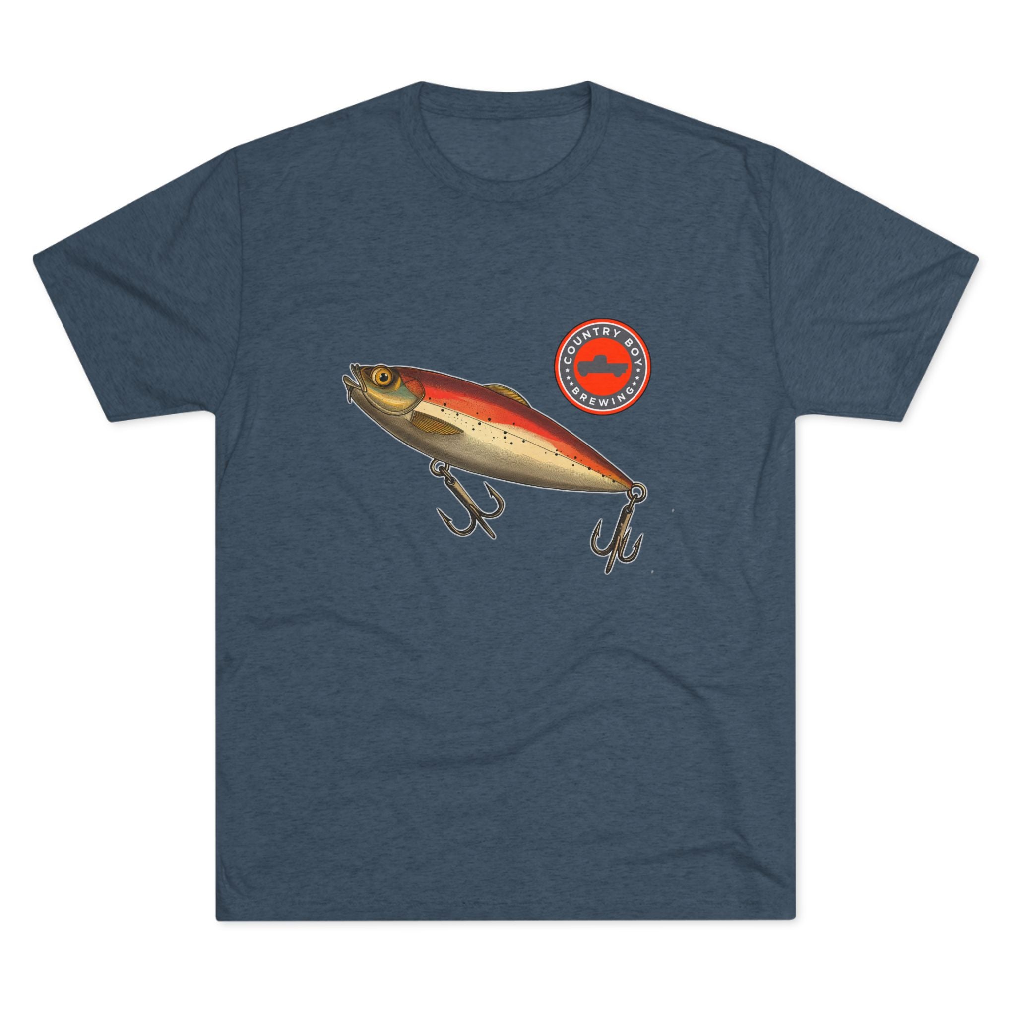 Country Boy Fishing Lure Unisex Tri-Blend Crew Tee-7