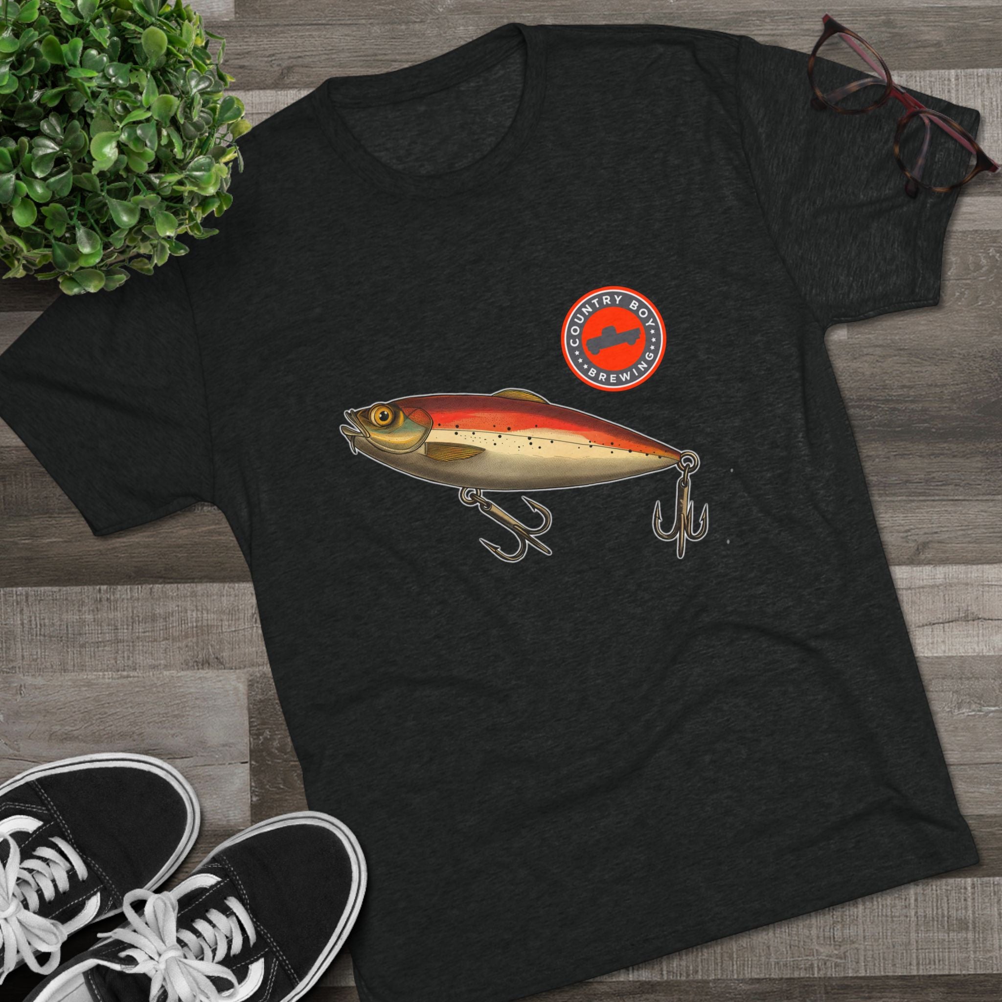 Country Boy Fishing Lure Unisex Tri-Blend Crew Tee-16